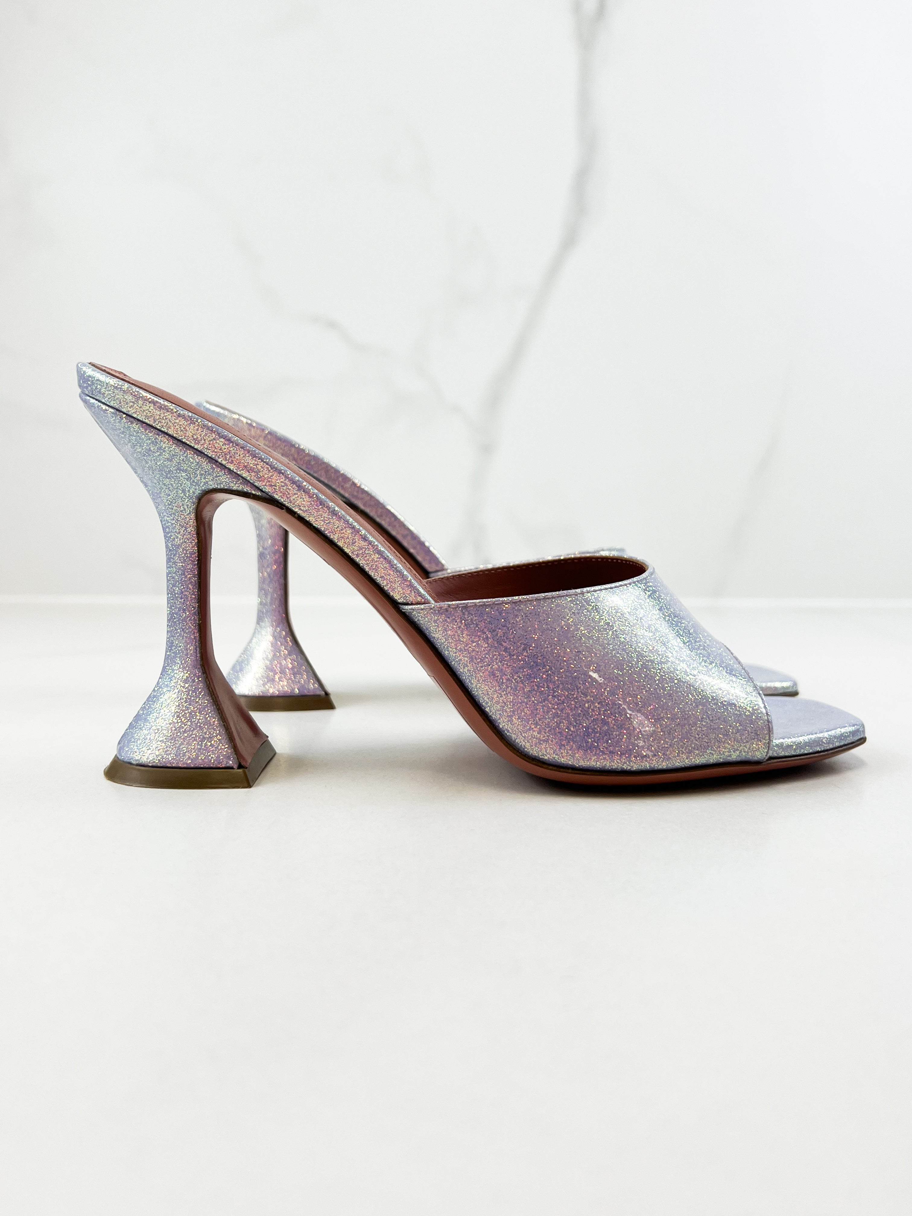 Amina Muaddi Lupita Lilac Sparkly 95mm Size 37