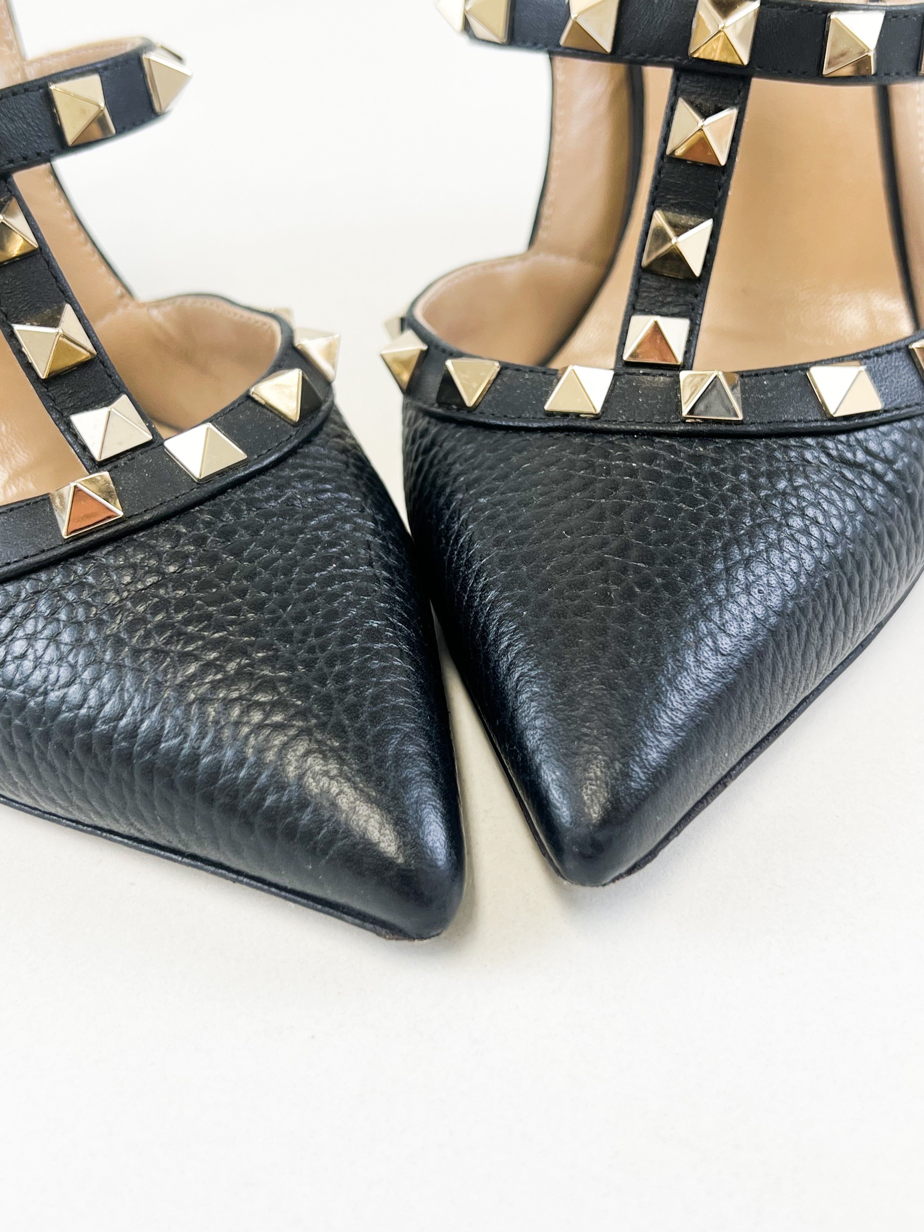 Valentino Black Caged Rockstud Pumps Size 37