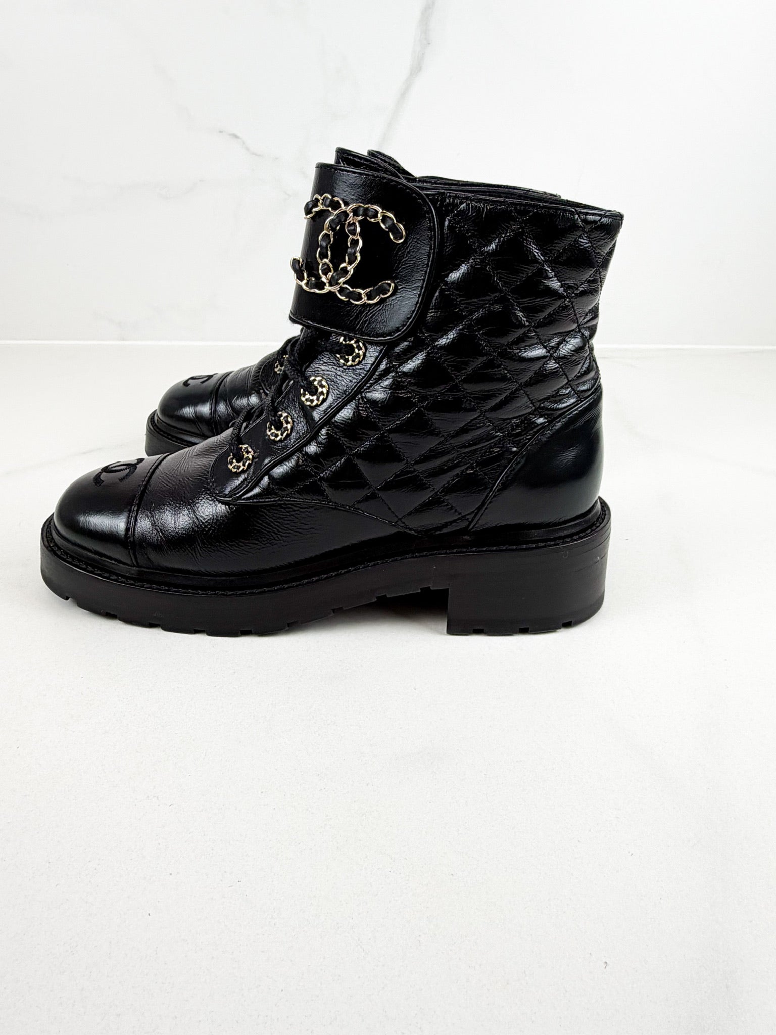 Chanel Quilted Combat Boot Size 39C