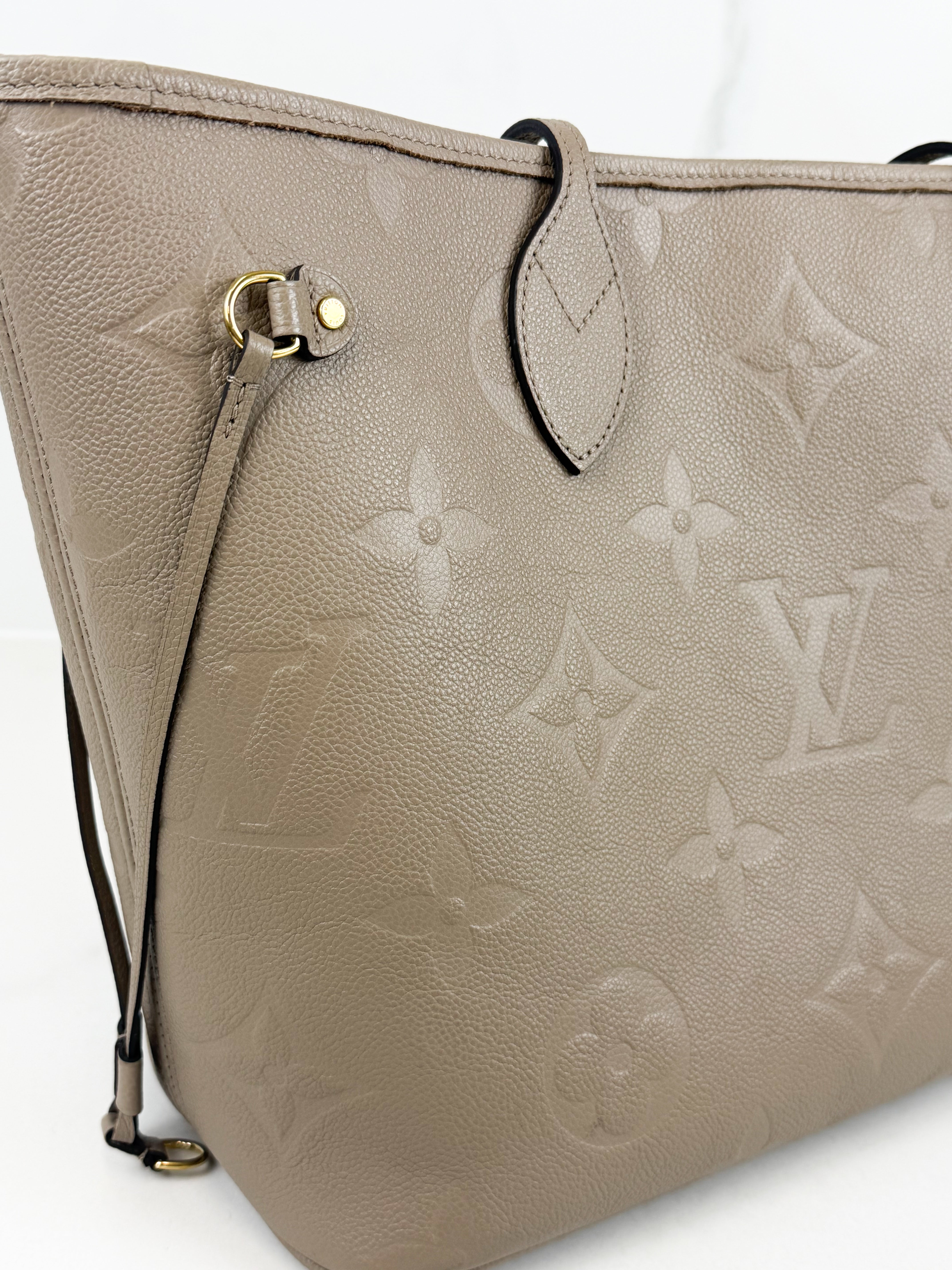 Louis Vuitton Neverfull MM in Empreinte Tourterelle with Pouch