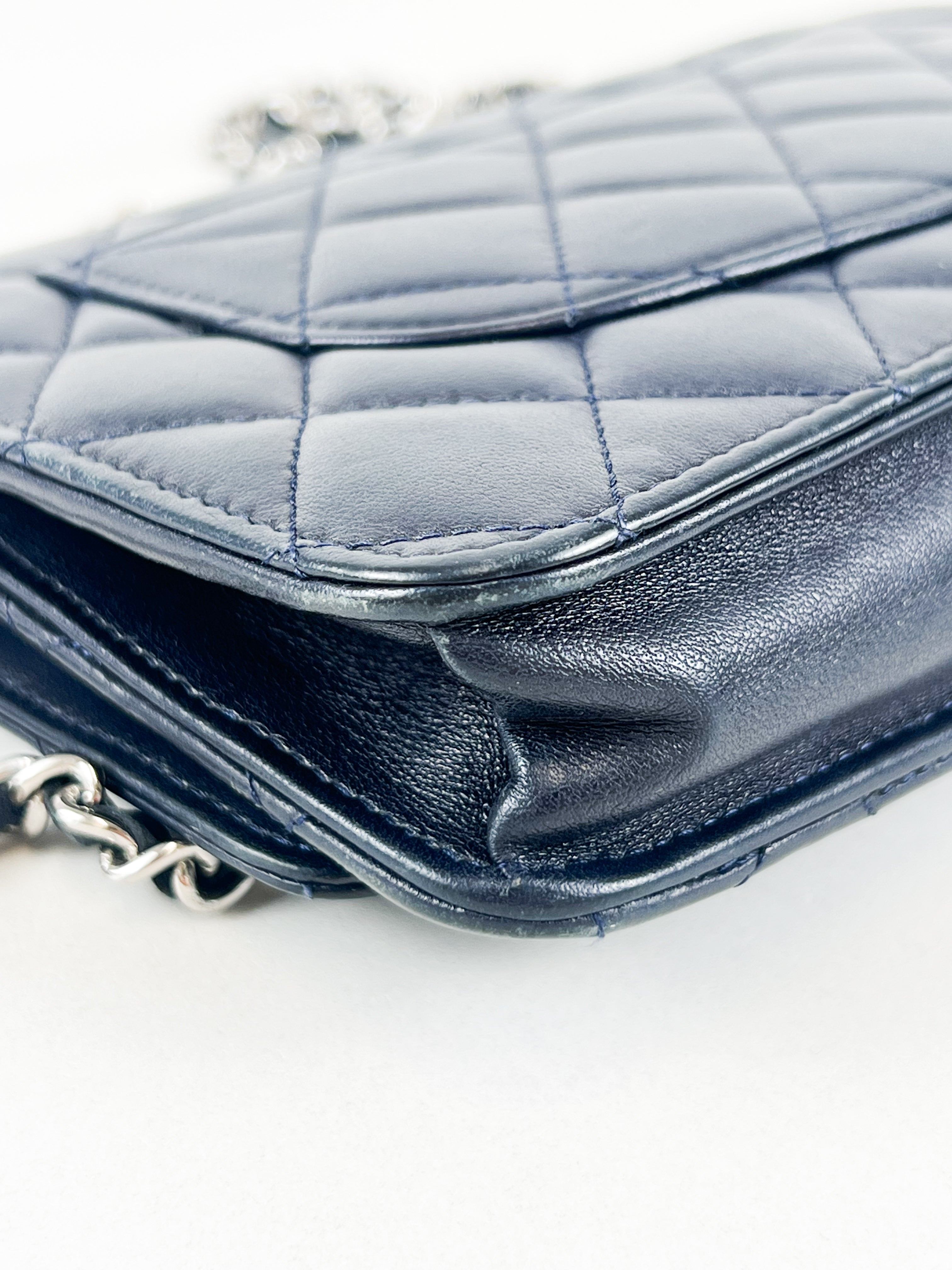 Chanel Navy Lambskin CC WOC with Light SHW