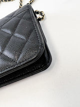 Chanel CC Caviar Black Classic Phone Holder WOC