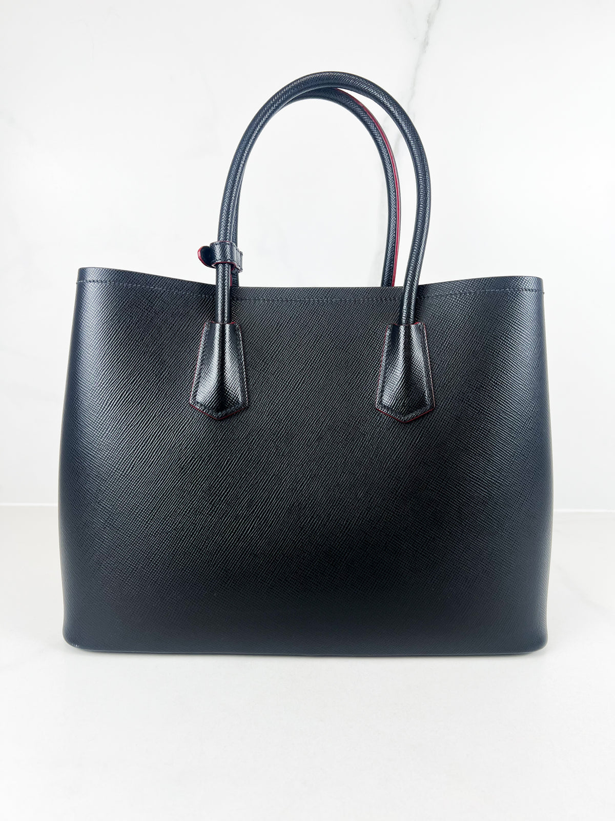 Prada Medium Saffiano Leather Double Bag in Nero