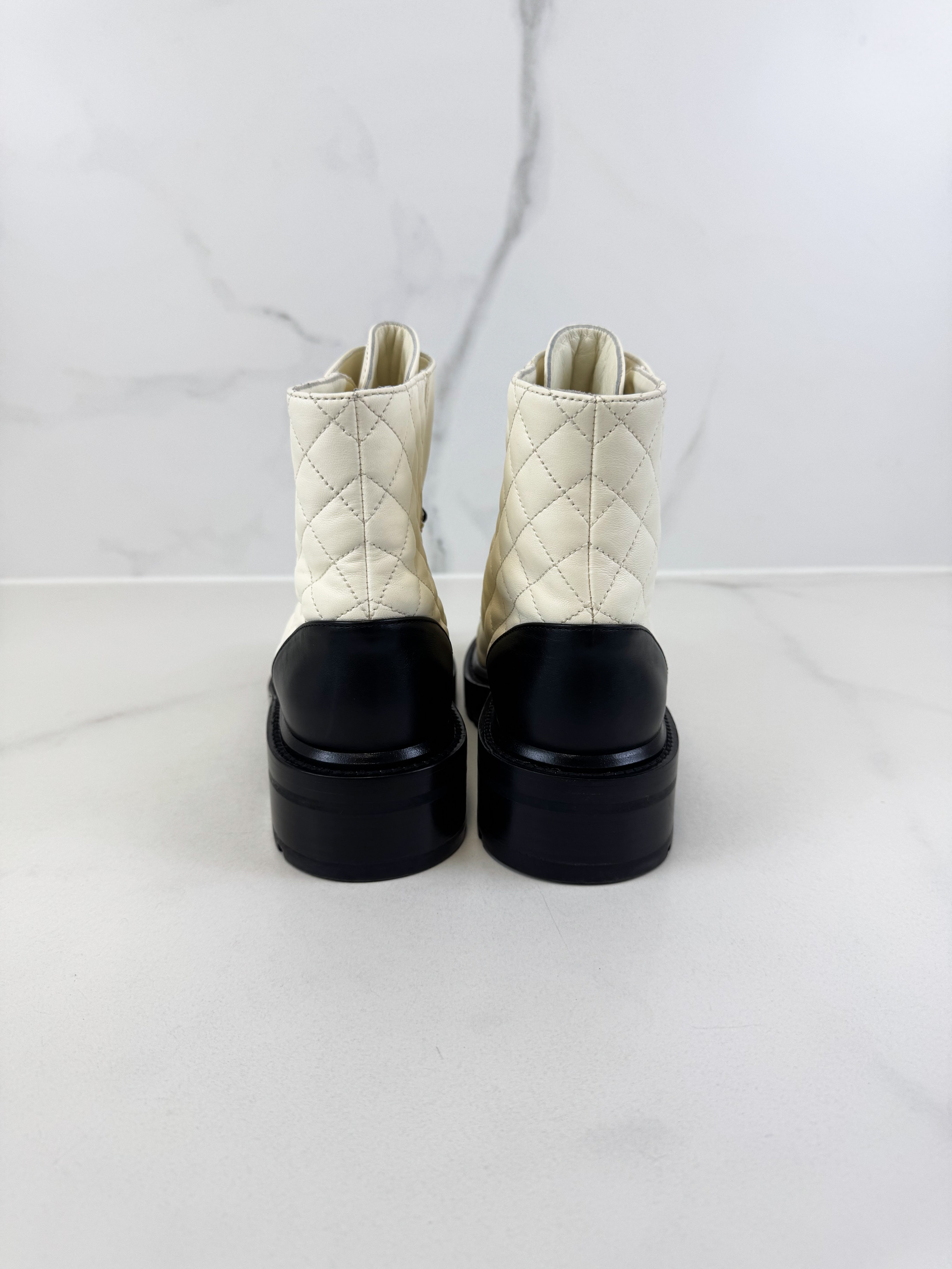 Chanel Quilted Combat Boot Size 38C