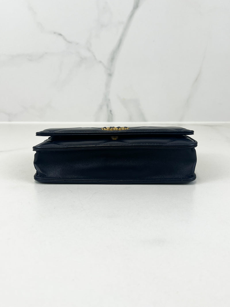 Chanel 19 Navy Wallet on Chain WOC in Lambskin Leather