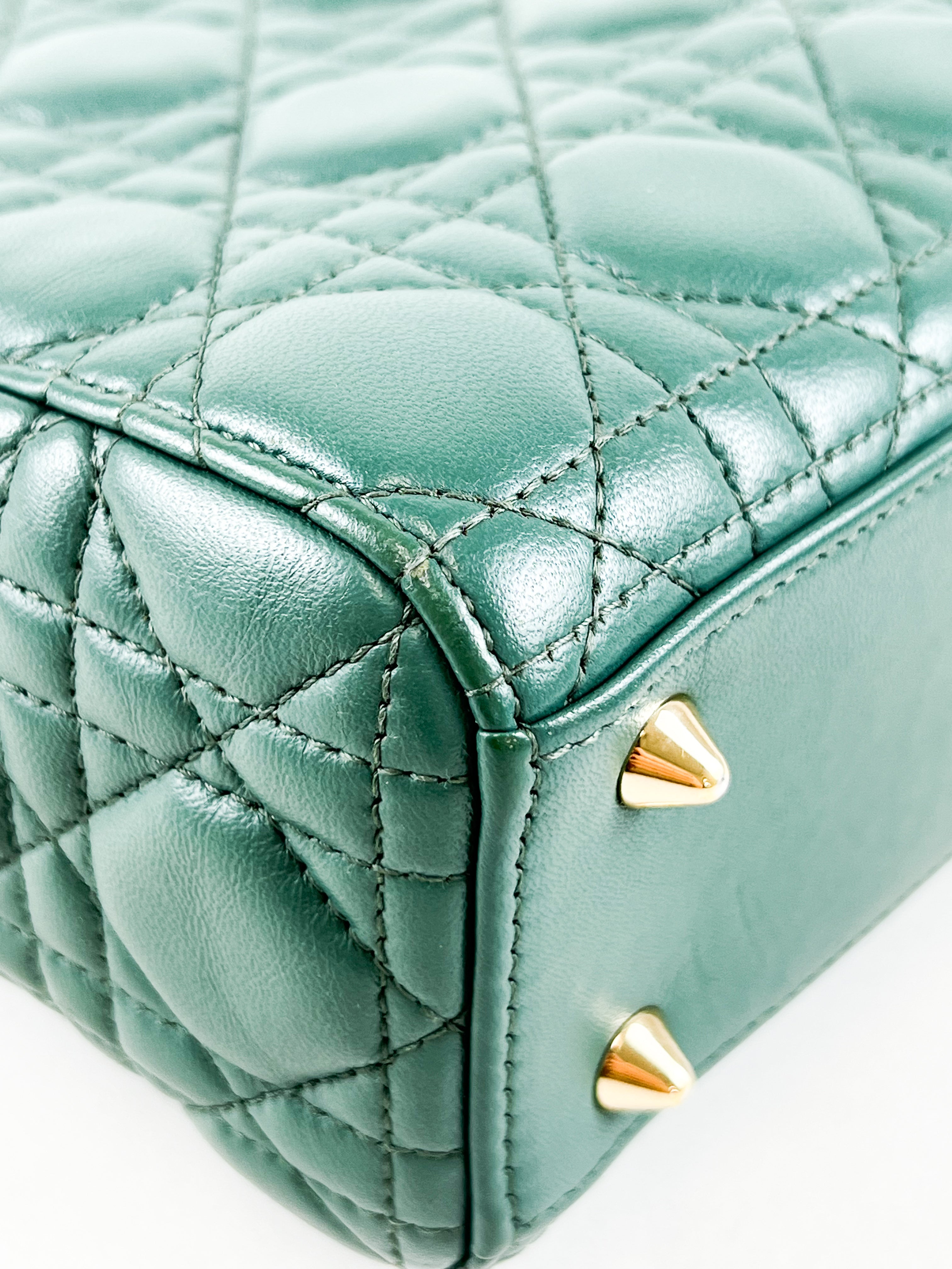 Christian Dior Small Lady Dior In Cedar Green Lambskin with GHW