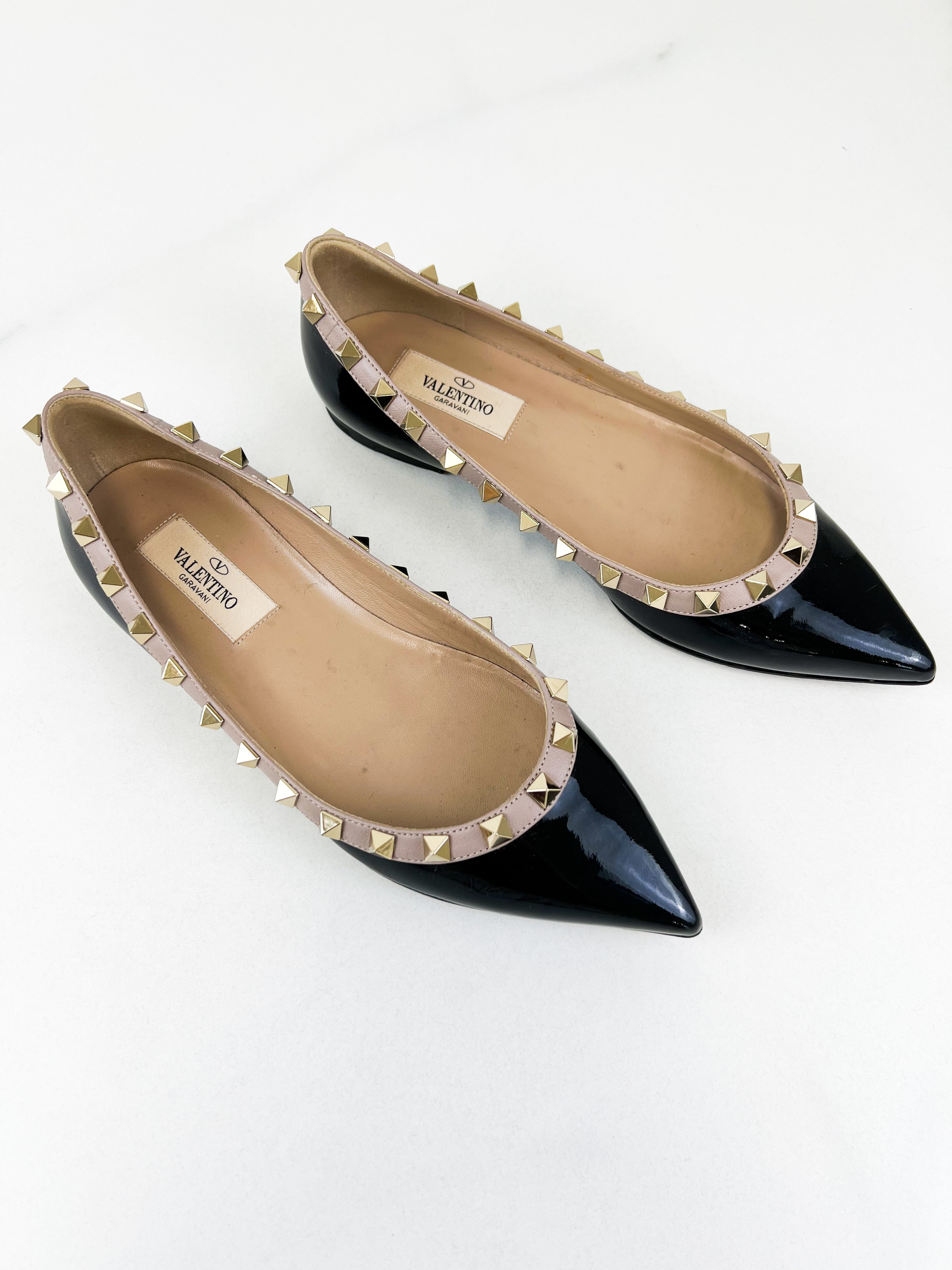 Valentino Garavani Rockstud Black Ballet Flat Size 35
