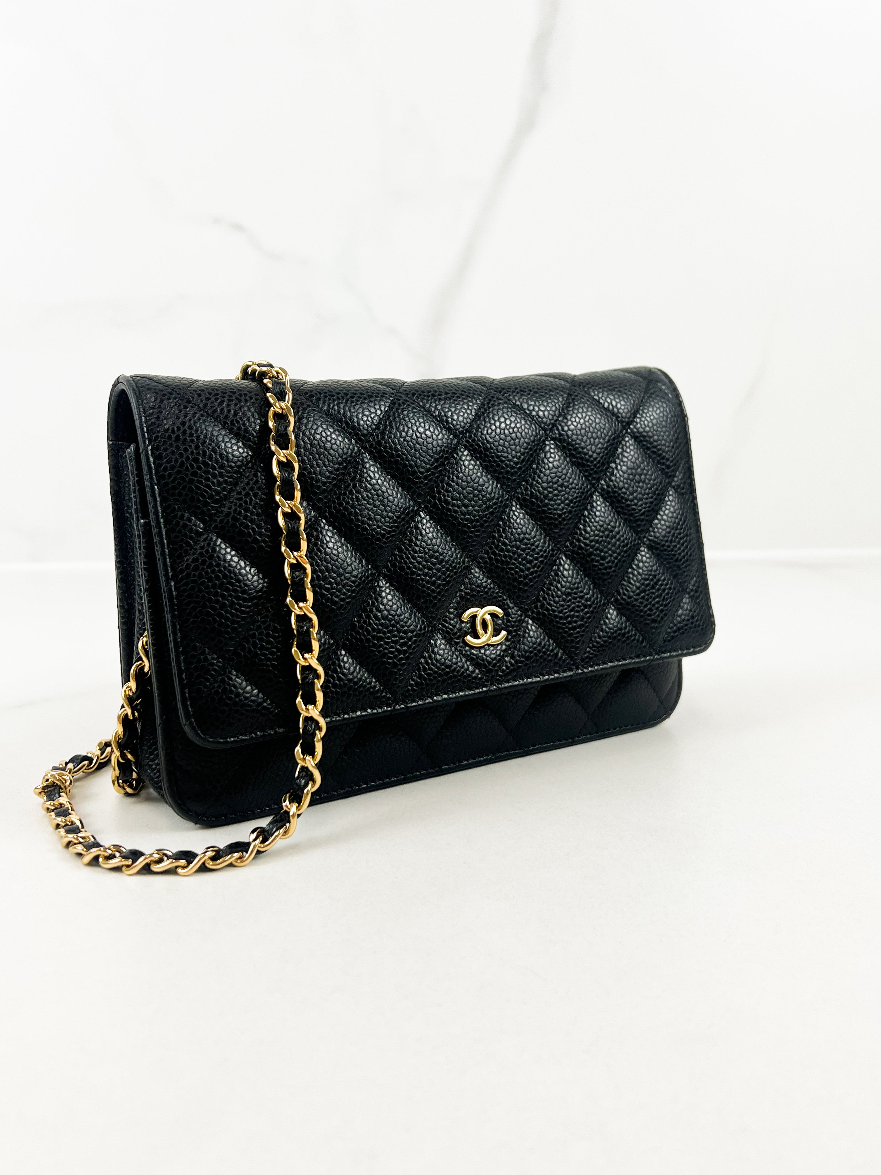 Chanel Black Classic Caviar CC WOC with GHW