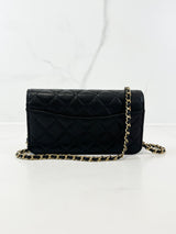 Chanel CC Caviar Black Classic Phone Holder WOC
