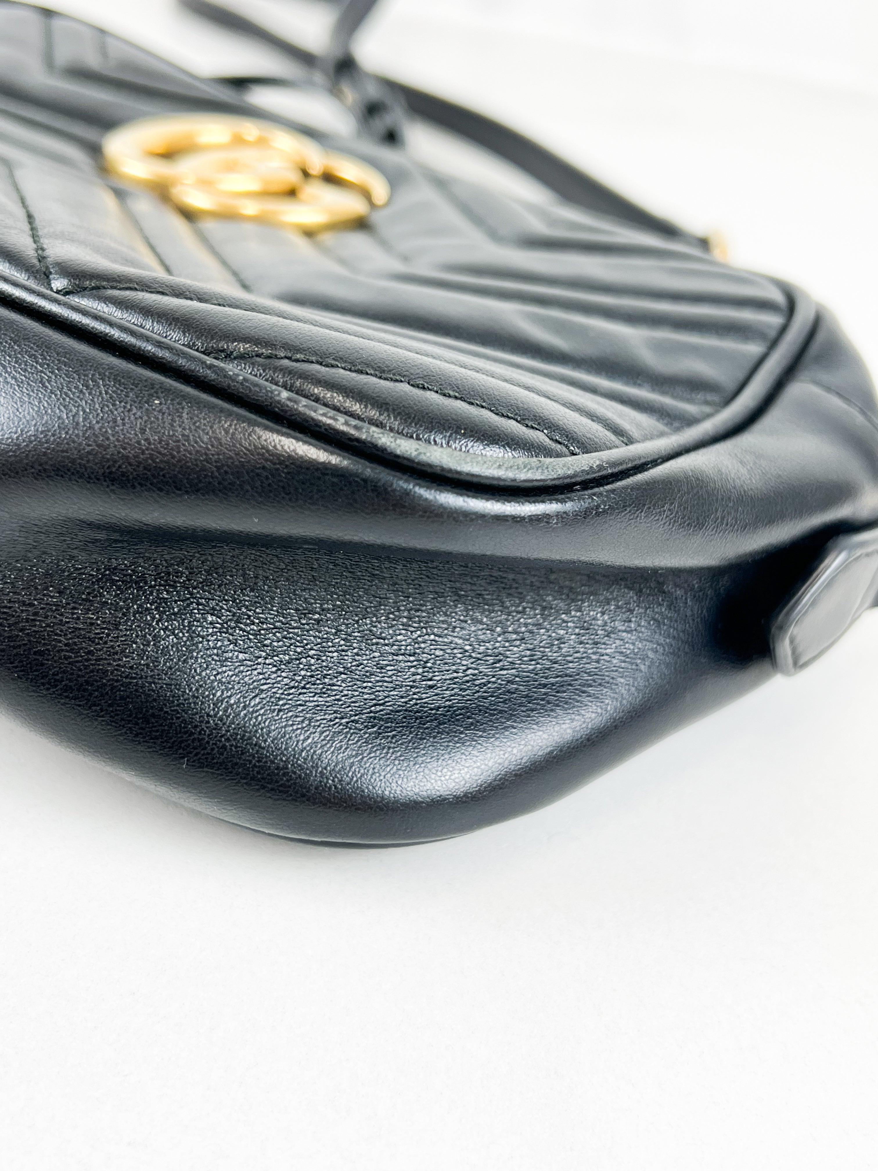 Gucci Black GG Small Marmont Shoulder Bag