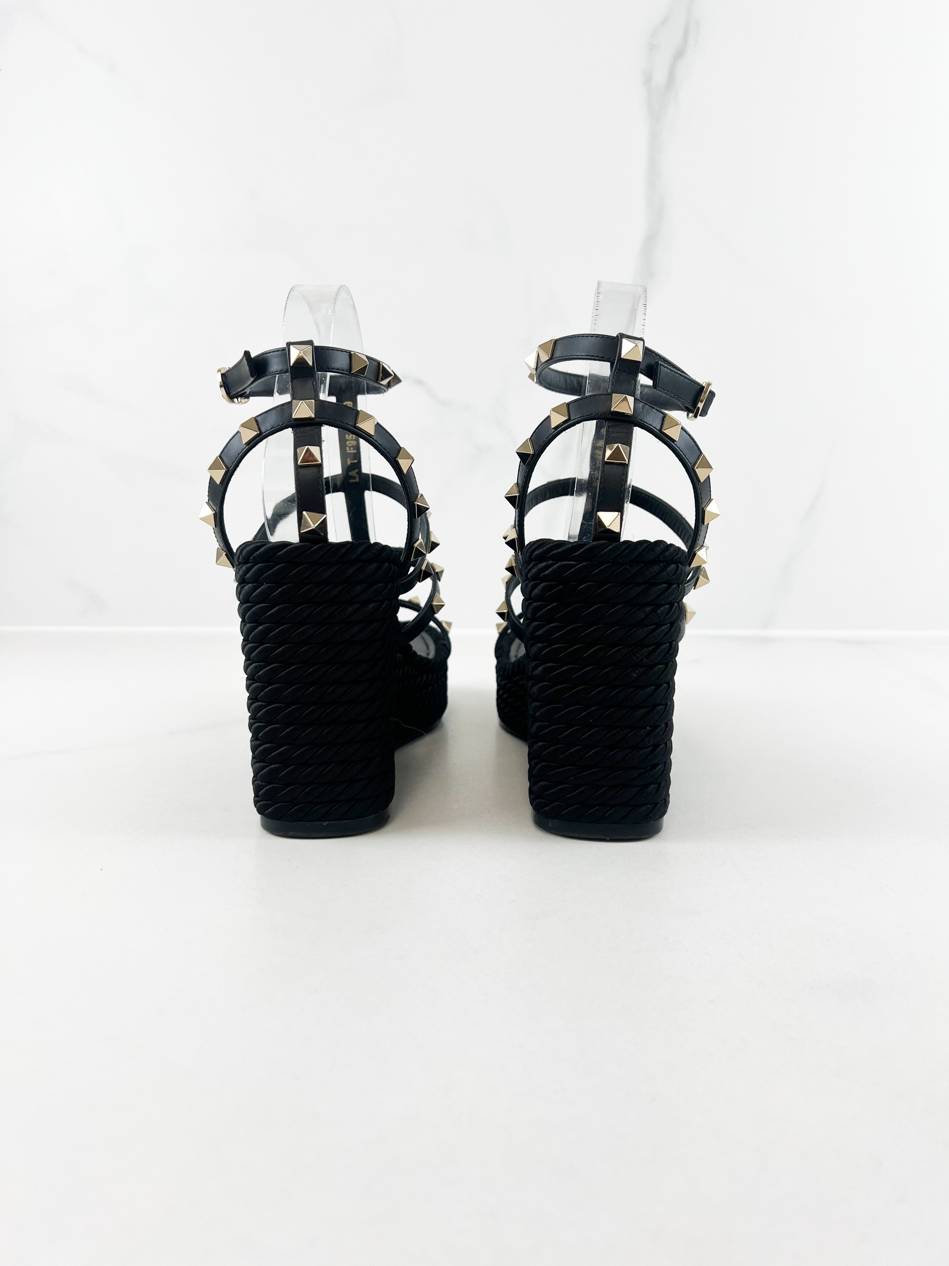 Valentino Rockstud Torchon Caged Wedge Sandal Size 39