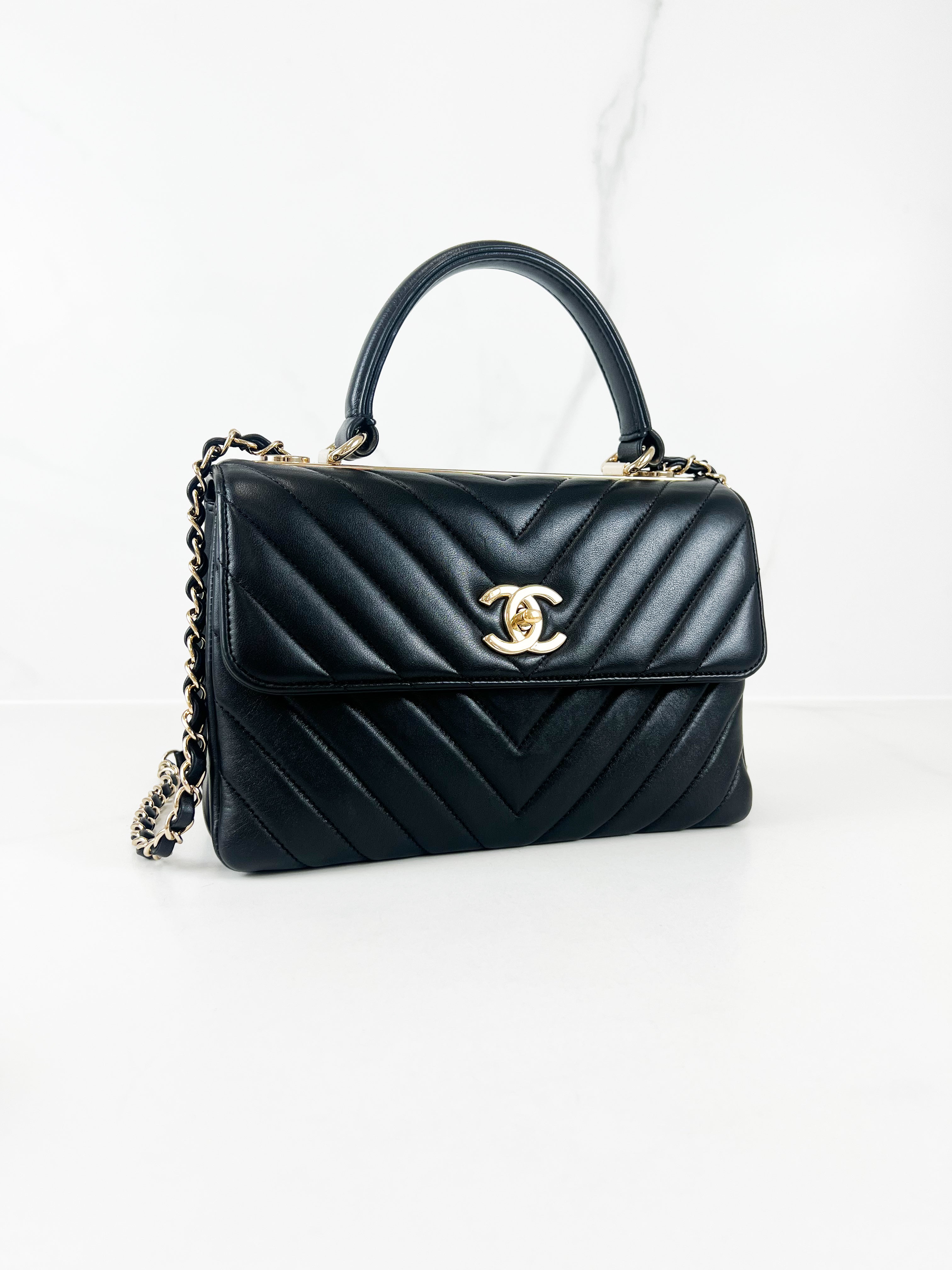 Chanel Small Black Calfskin Trendy Champagne GHW