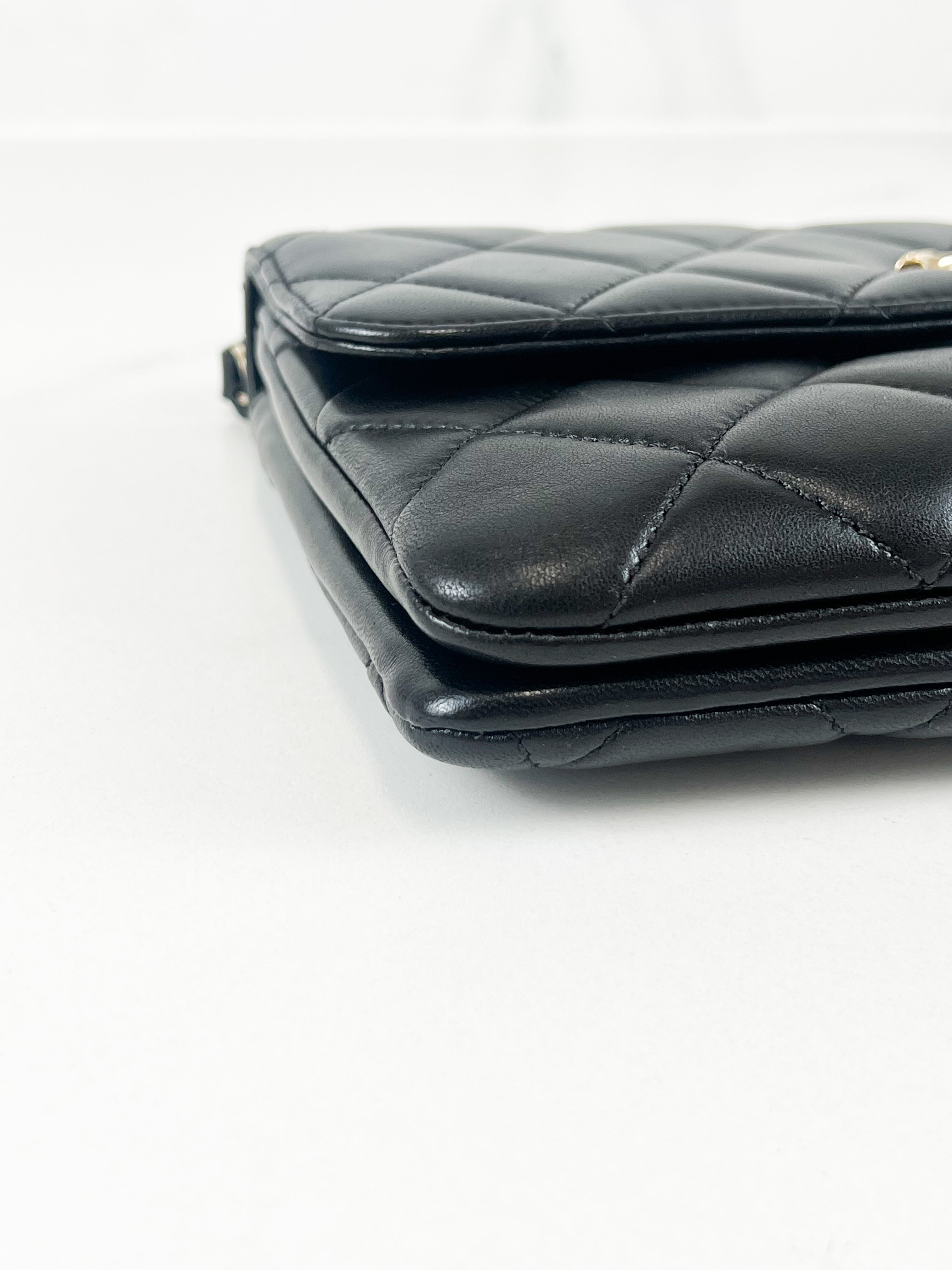 Chanel Small Lambskin Trendy Flap Bag in Black with GHW