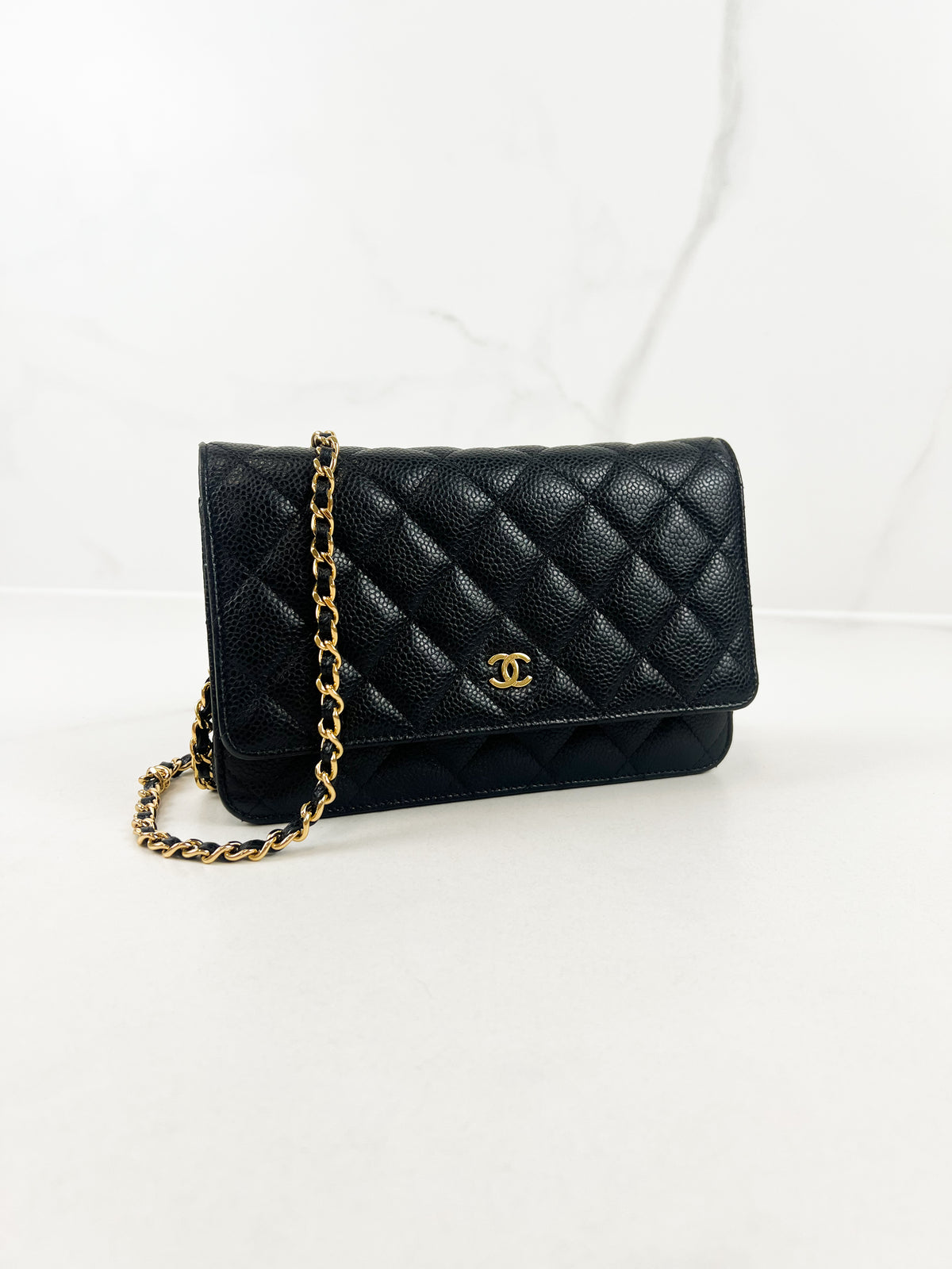 Chanel Black Classic Caviar CC WOC with GHW
