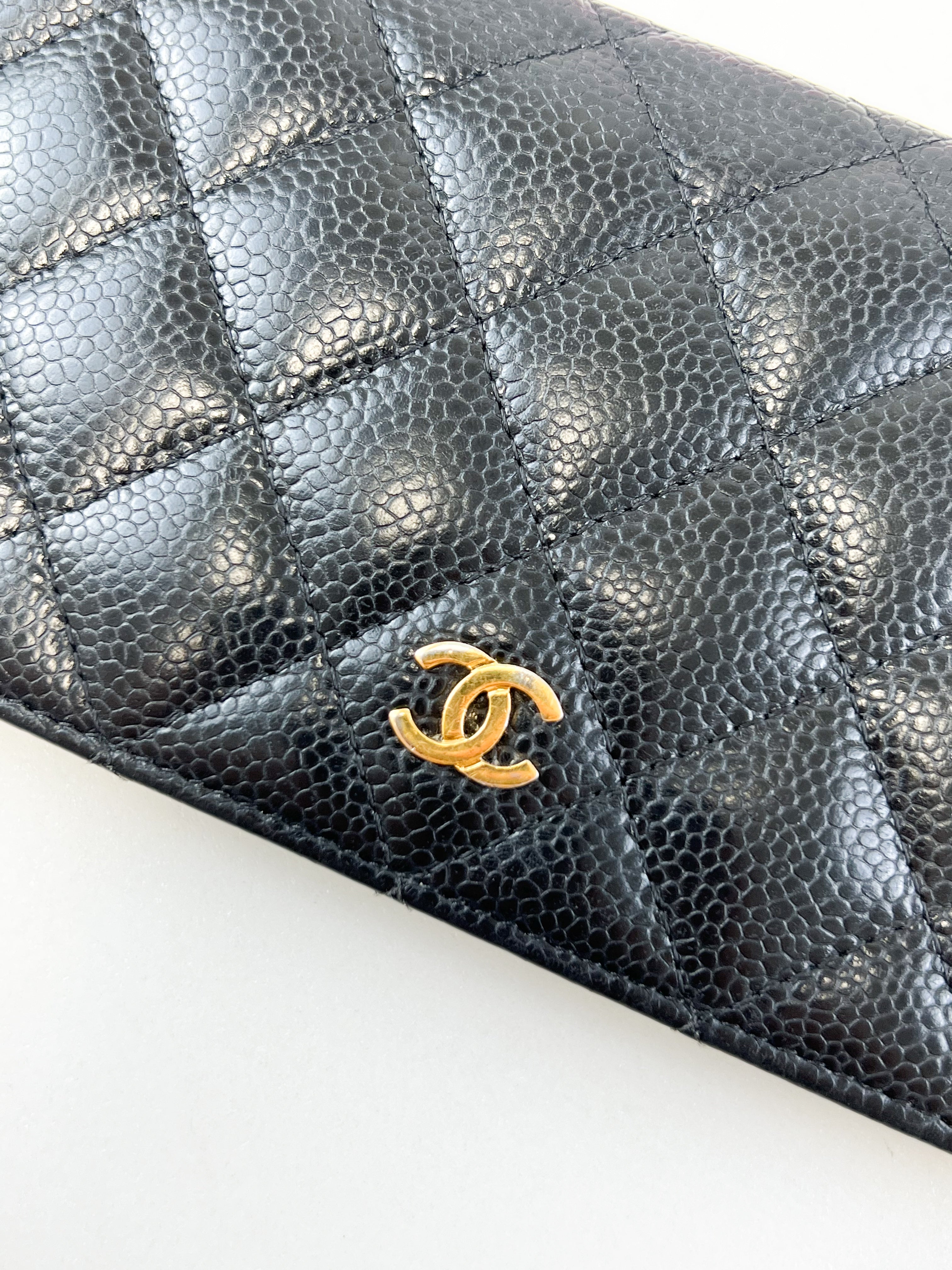 Chanel CC Black Caviar Flap Wallet GHW