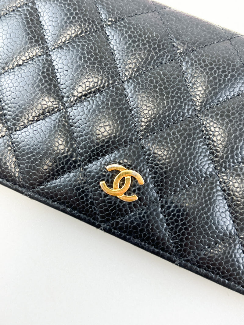 Chanel CC Black Caviar Flap Wallet GHW