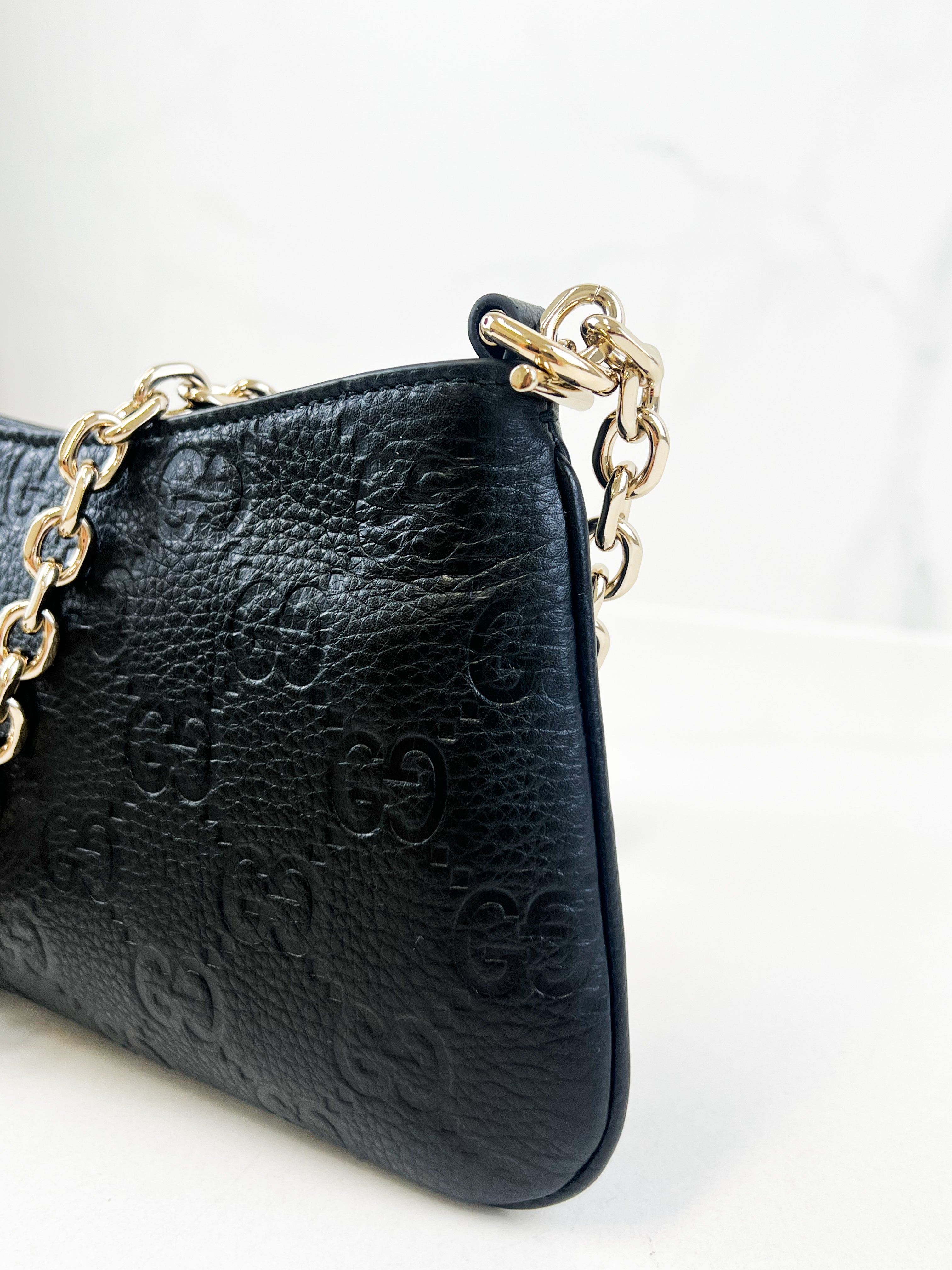 Gucci GG Emblem Mini Debossed Shoulder Bag