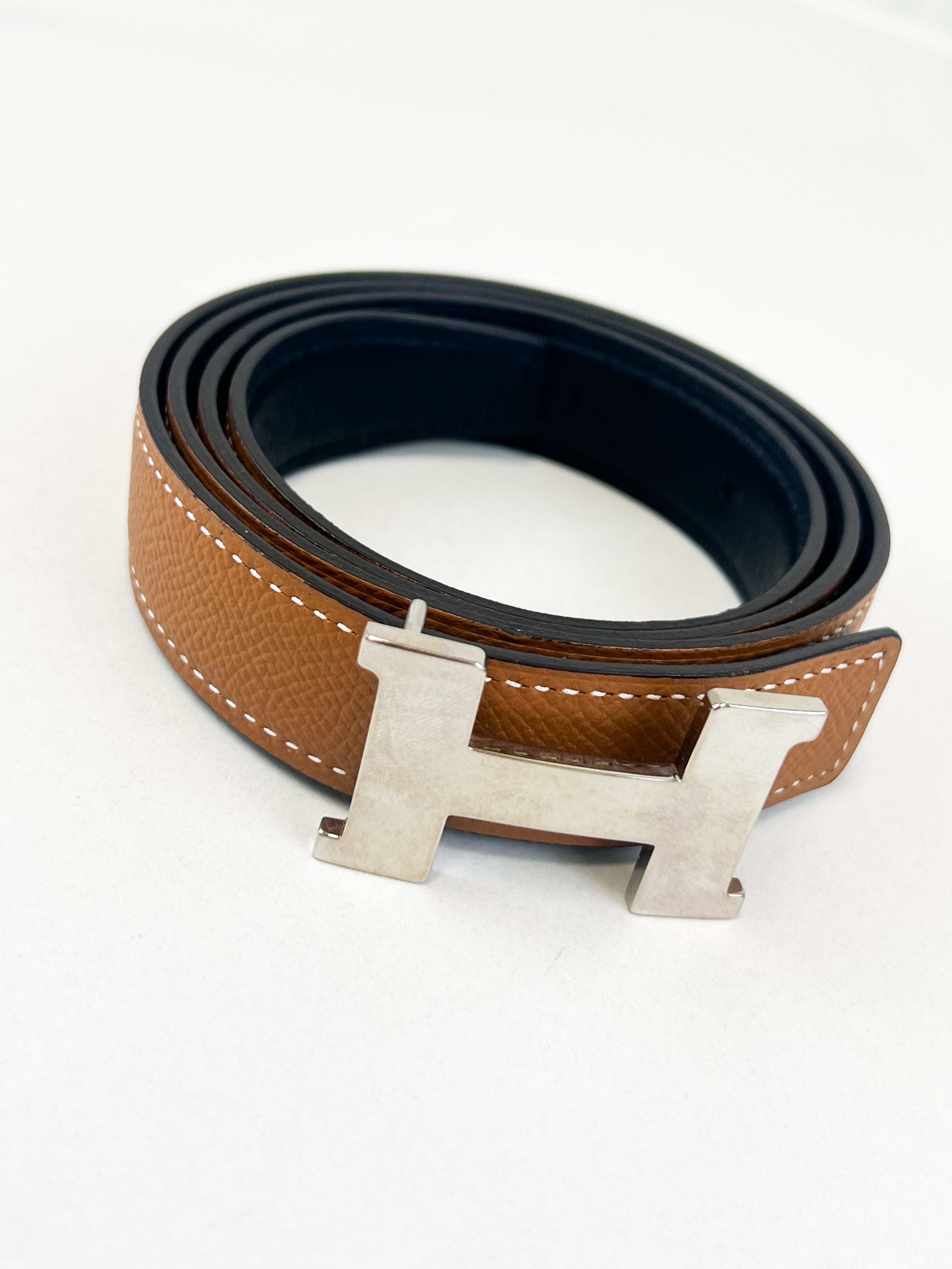 Hermes H Belt Buckle & Reversible Leather Strap Size 85
