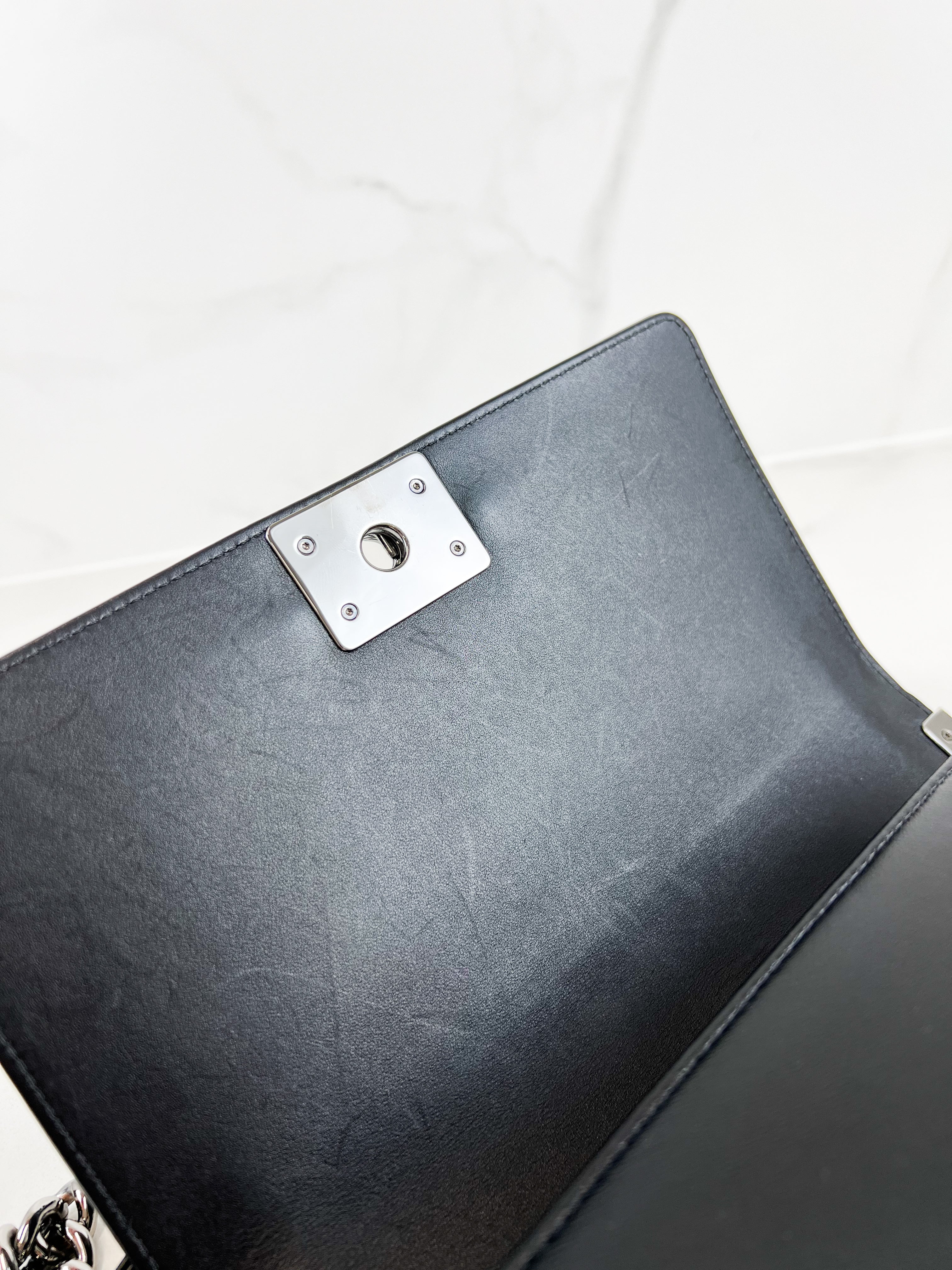 Chanel Old Medium Chevron Boy Bag with SHW