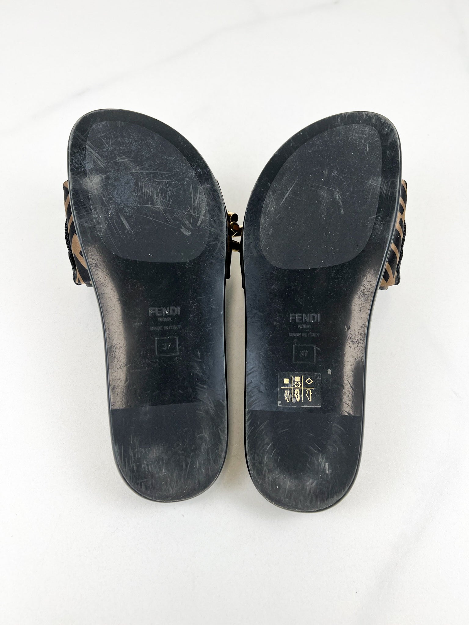 Fendi Vertigo Satin Slides Size 37