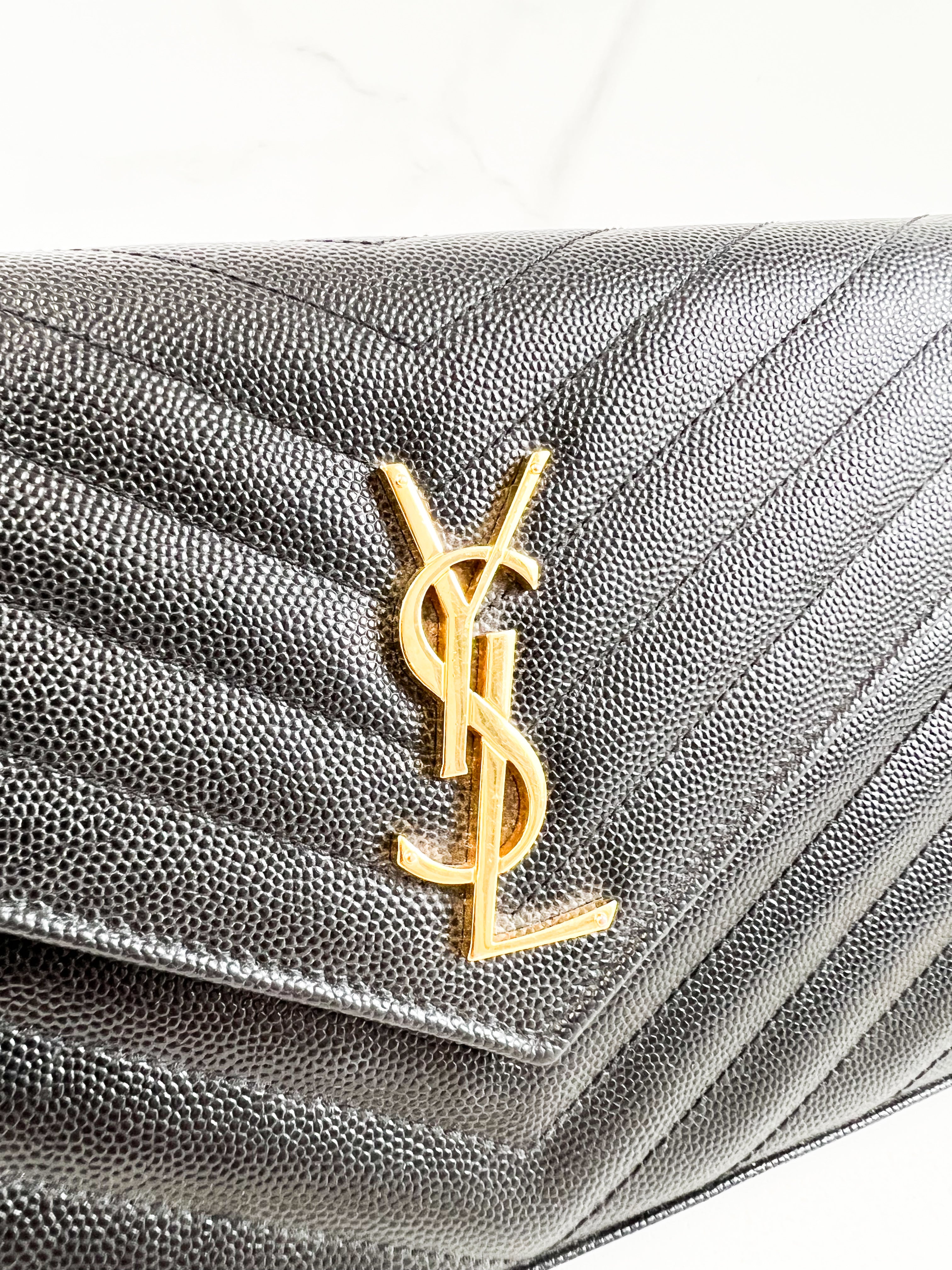 Saint Laurent Black Cassandre Envelope WOC with GHW