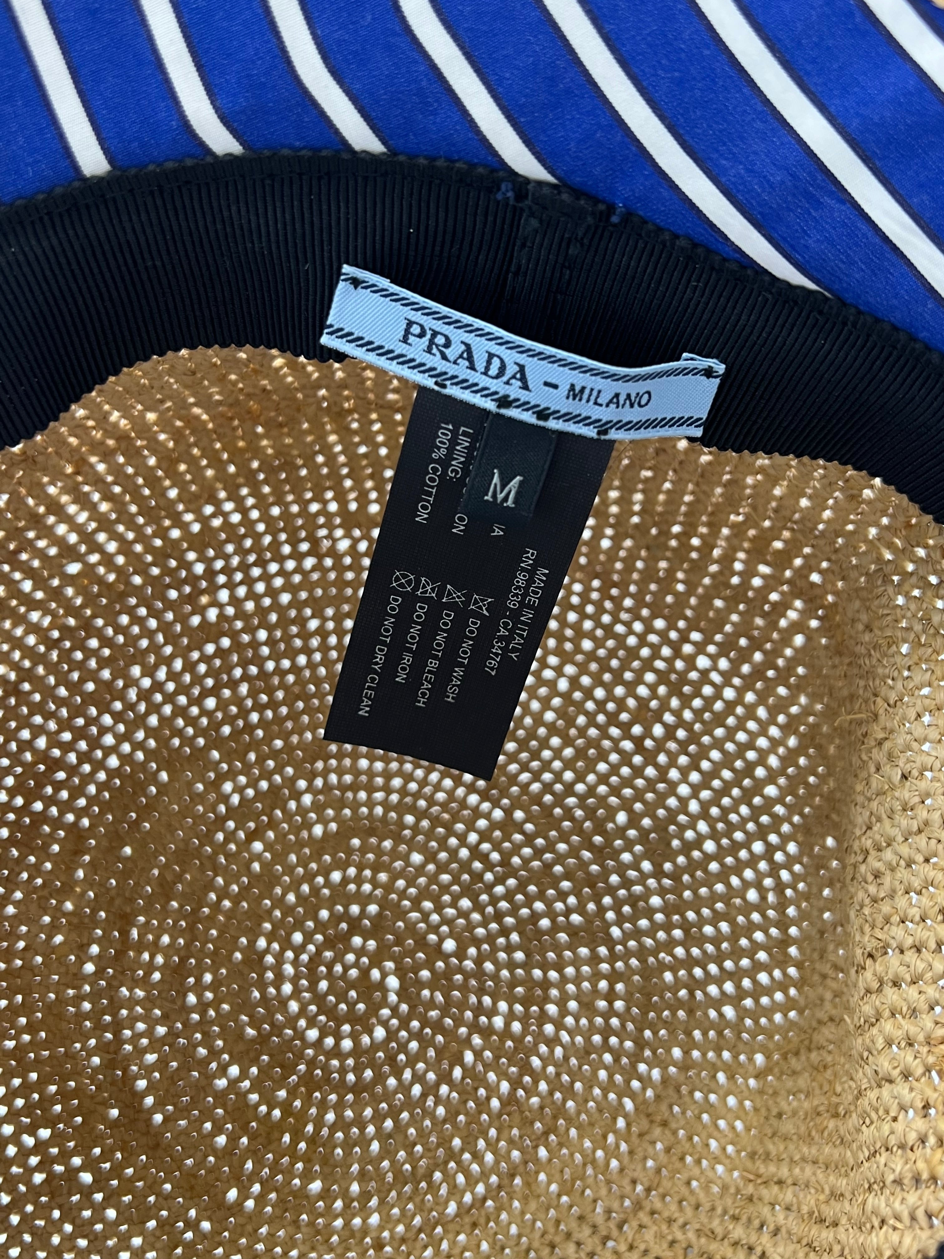 Prada Raffia Bucket Hat Size Medium