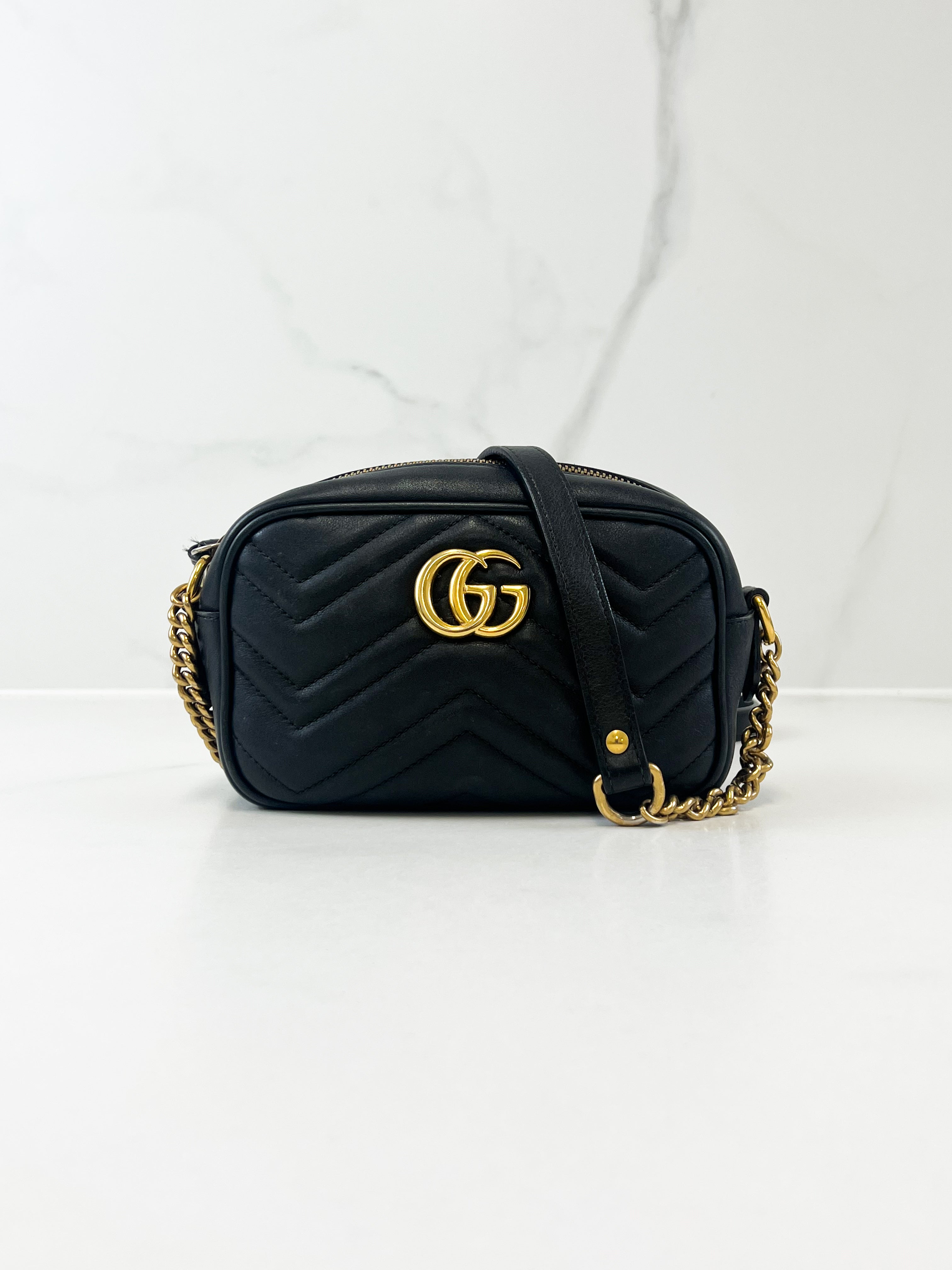 Gucci GG Marmont Matelasse Mini Black Bag