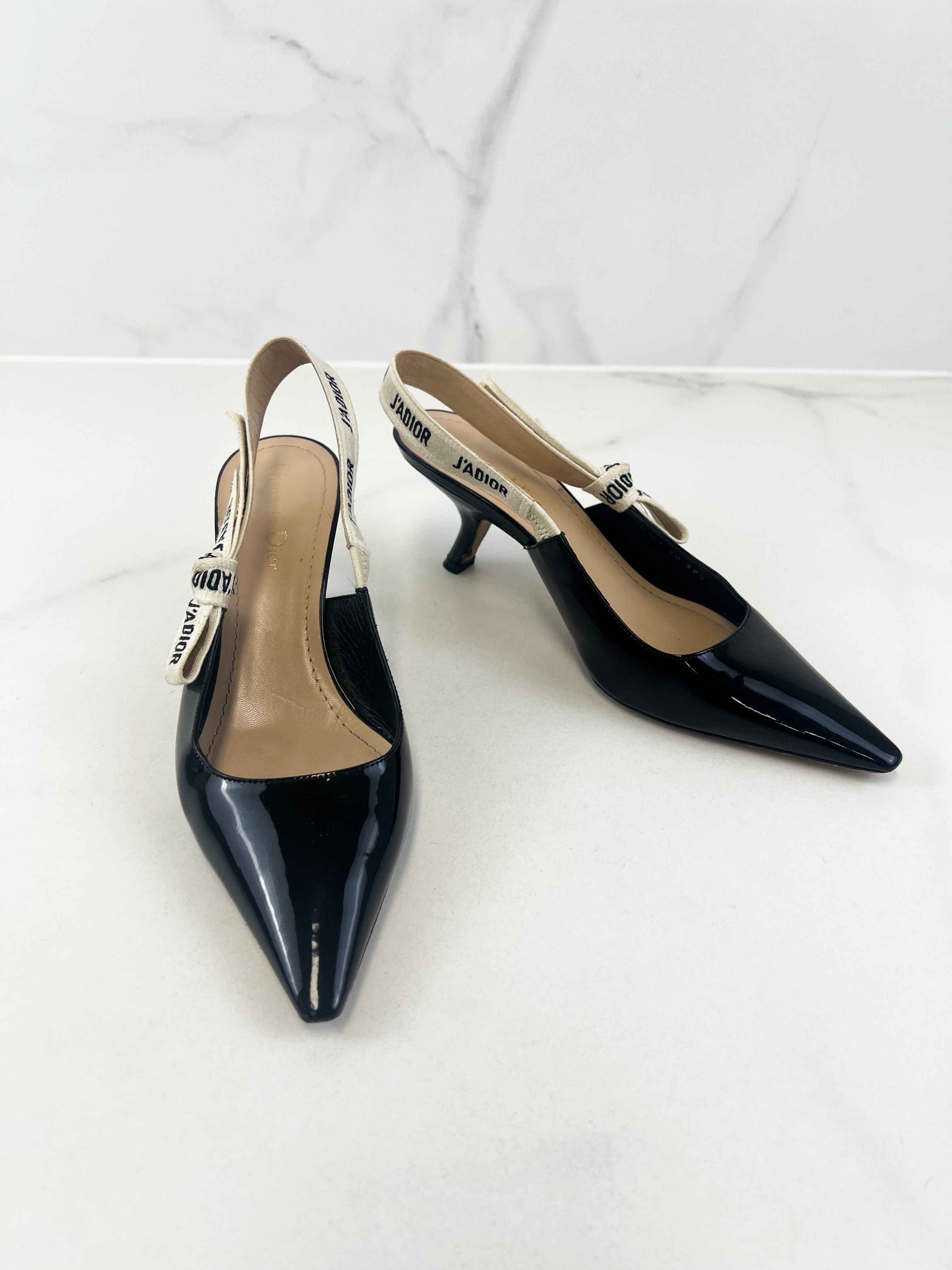 Christian Dior Black Jadior Slingback Heel Size 39.5