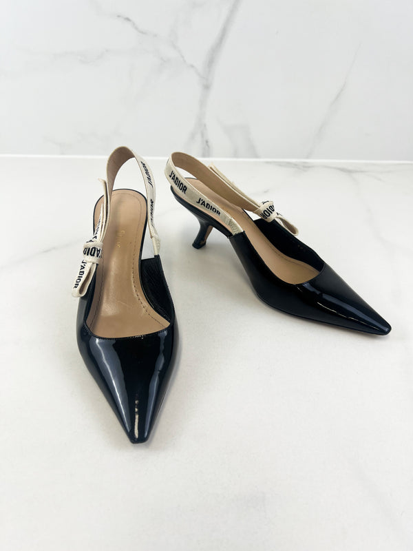Christian Dior Black Jadior Slingback Heel Size 39.5