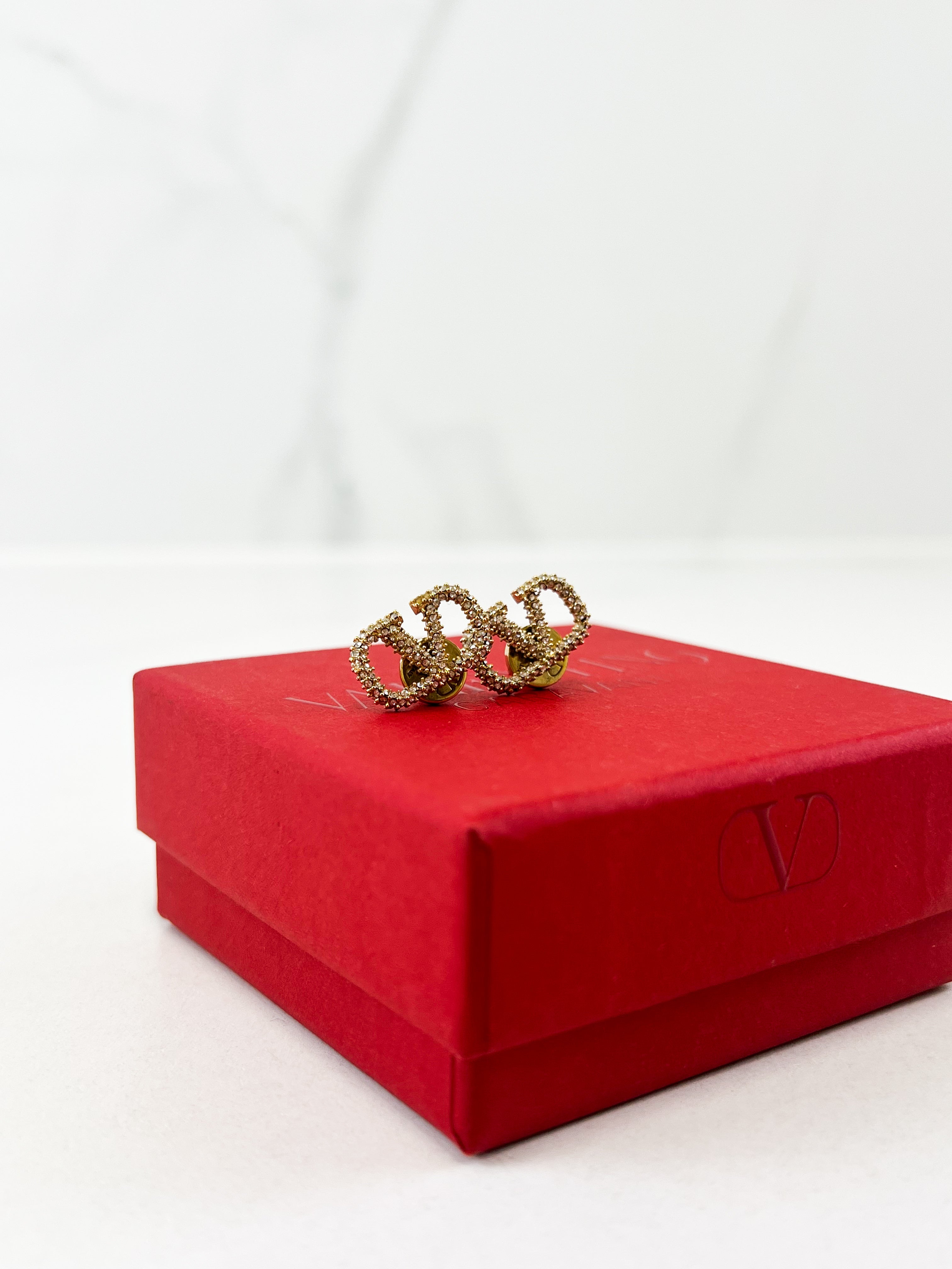 Valentino V-Logo Crystal Earrings