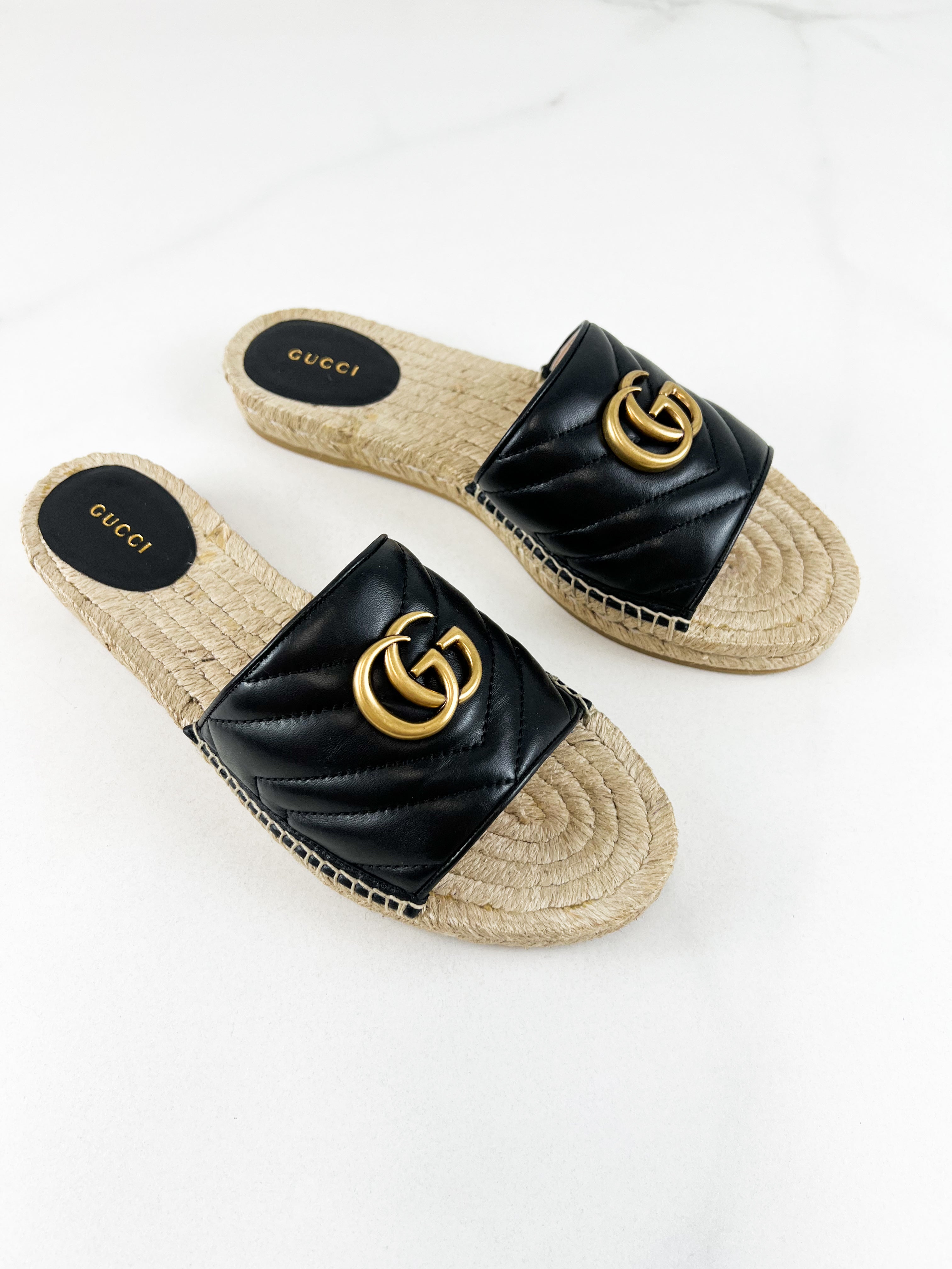 Gucci Women's GG Marmont Canvas Espadrille Sandal Size 40