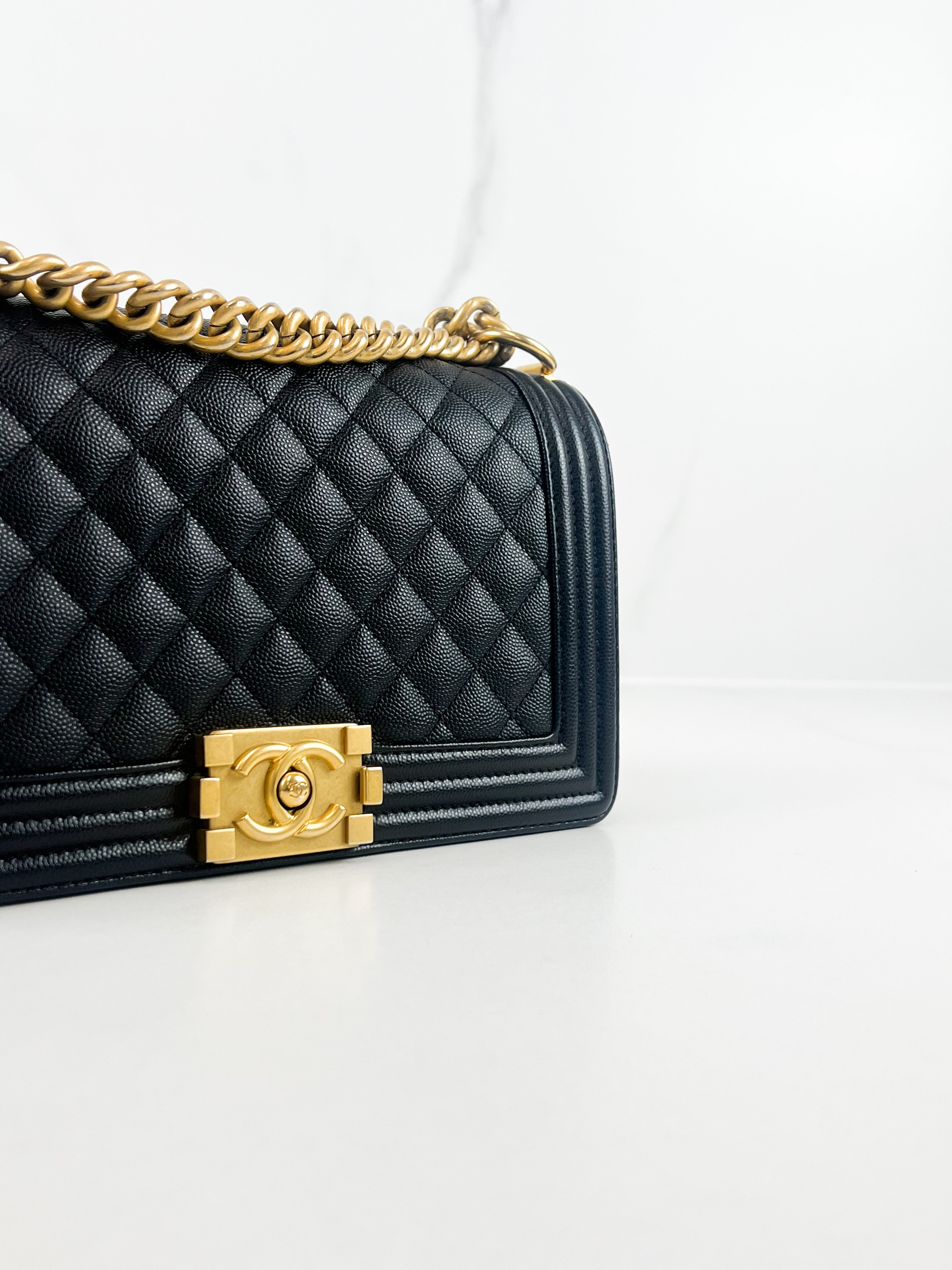 Chanel Black Old Medium Caviar Boy Bag GHW