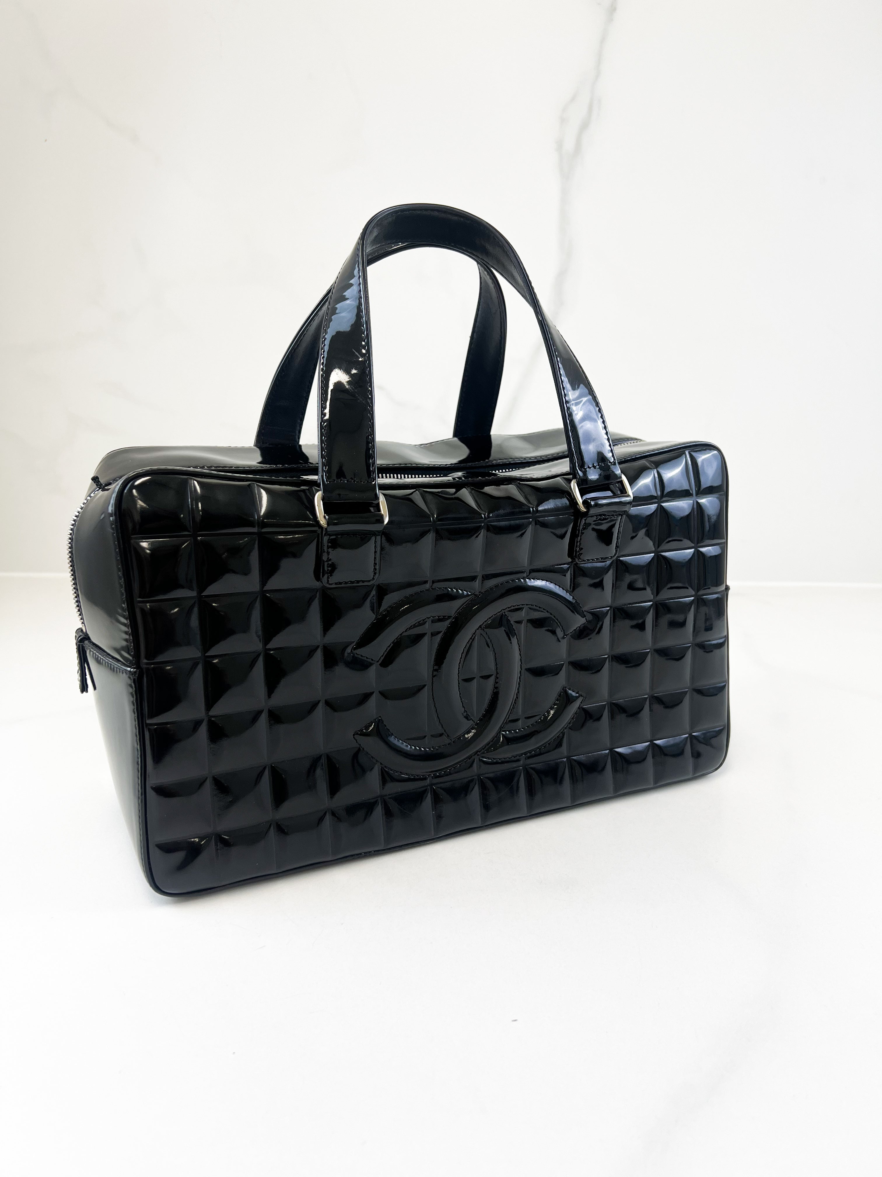 Chanel Black Patent Bowling Bag