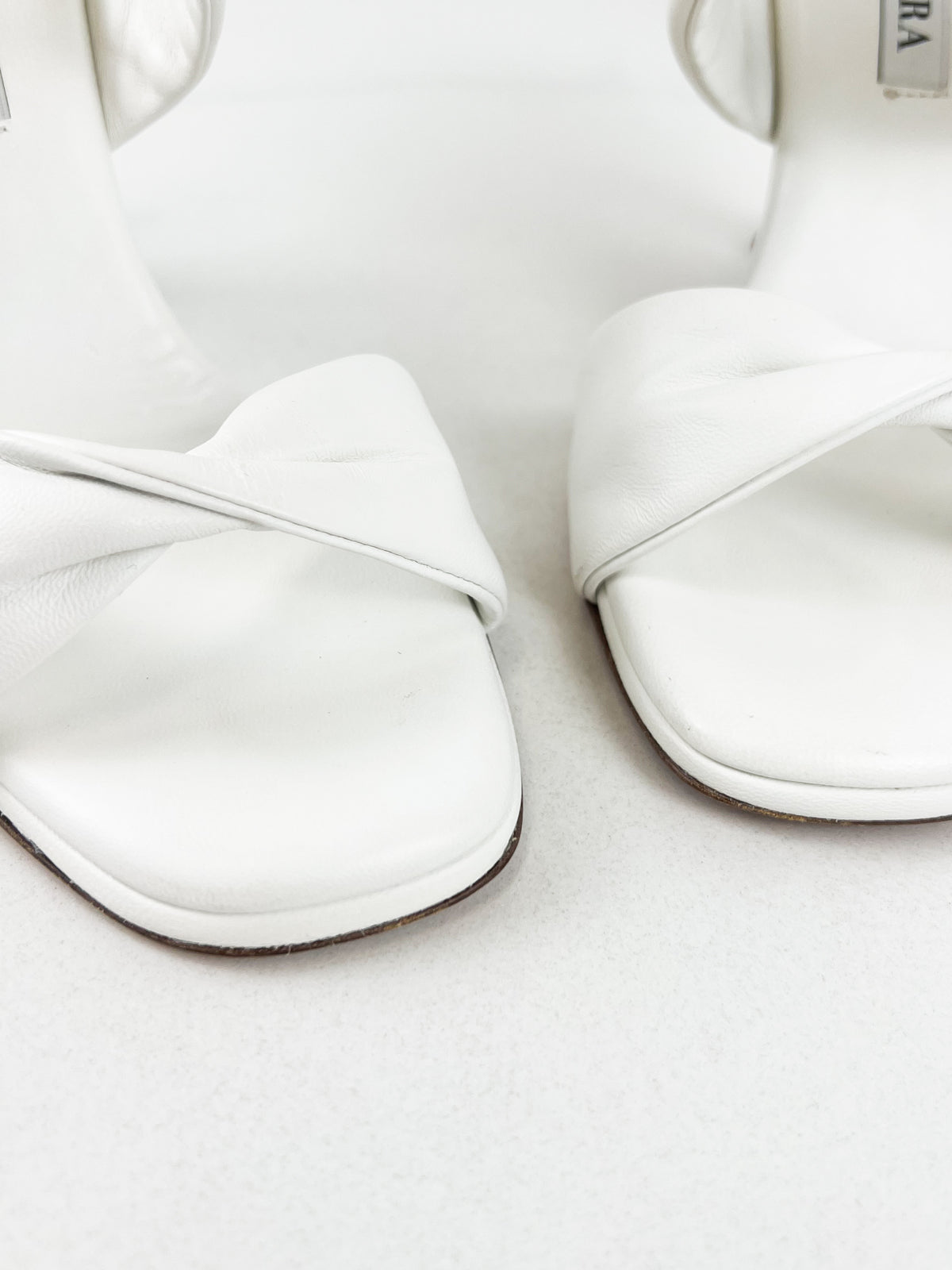 Aquazzura Twist Sandals 95mm in White Leather Size 37