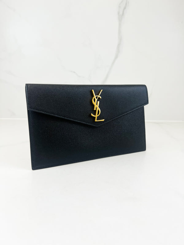 Saint Laurent Black Uptown Envelope Clutch