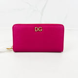 Dolce & Gabbana Leather Pink Zip Around Wallet