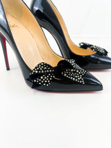 Christian Louboutin Black Patent Madame Menule 100 Pump Size 35.5