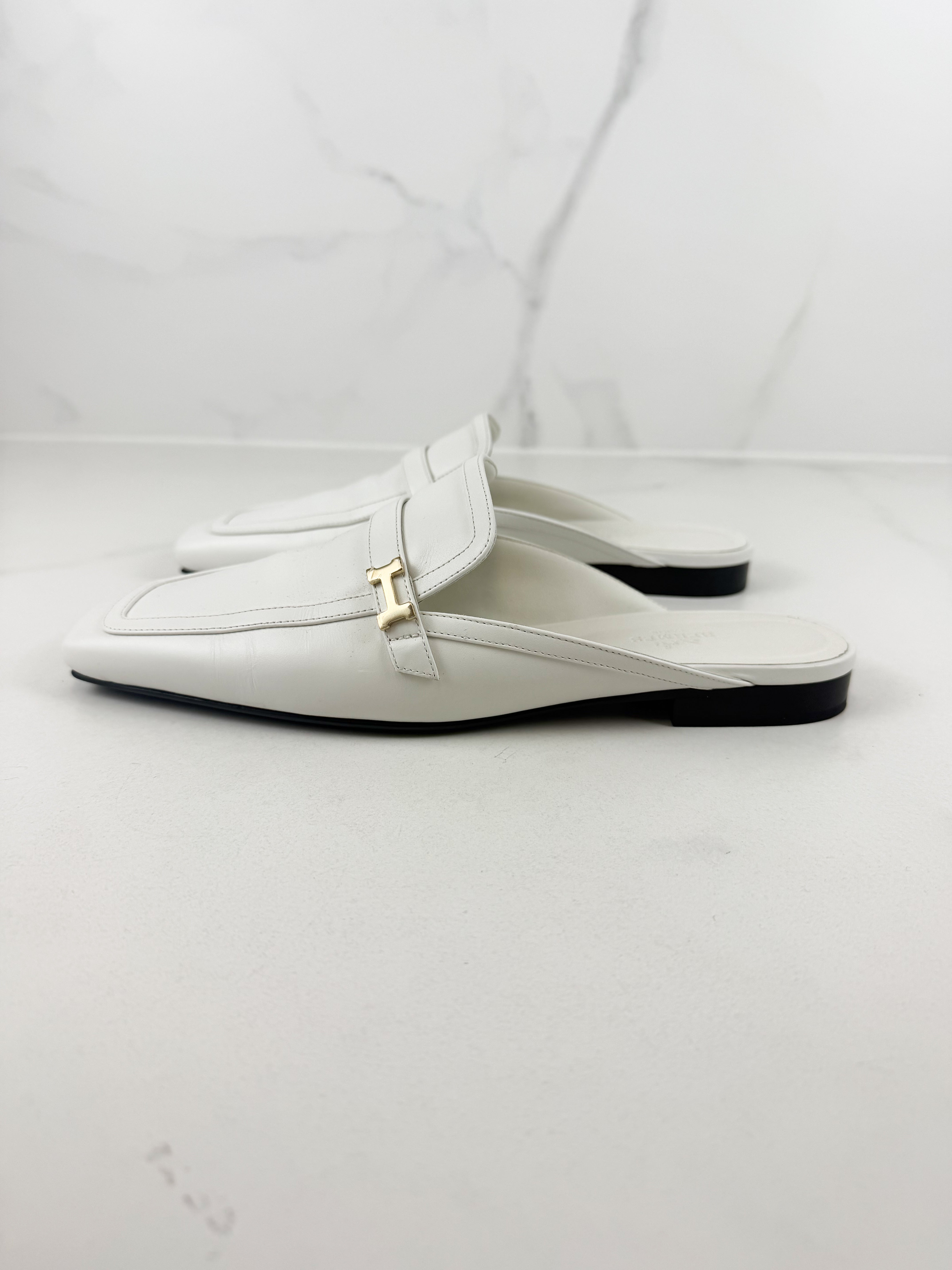 Hermes Groupie Mule Blanc Size 40