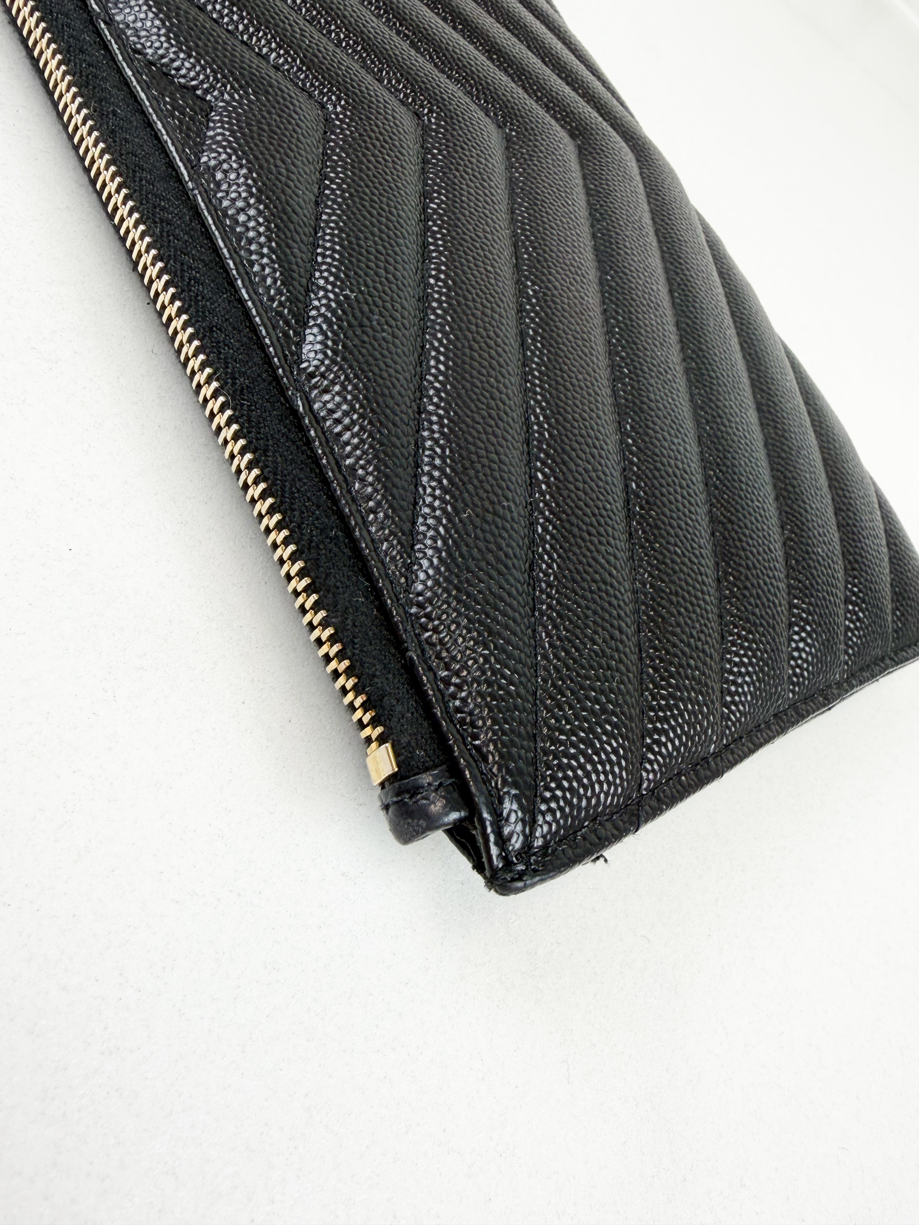 Saint Laurent Cassandre Metelasse Pouch in Grain De Poudre Leather with GHW