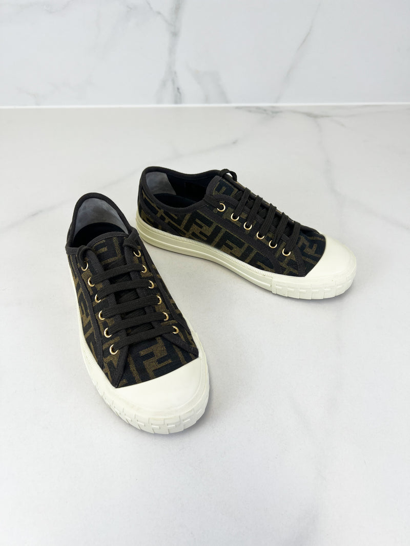 Fendi Domino FF Fabric Low-Top Sneaker Size 38