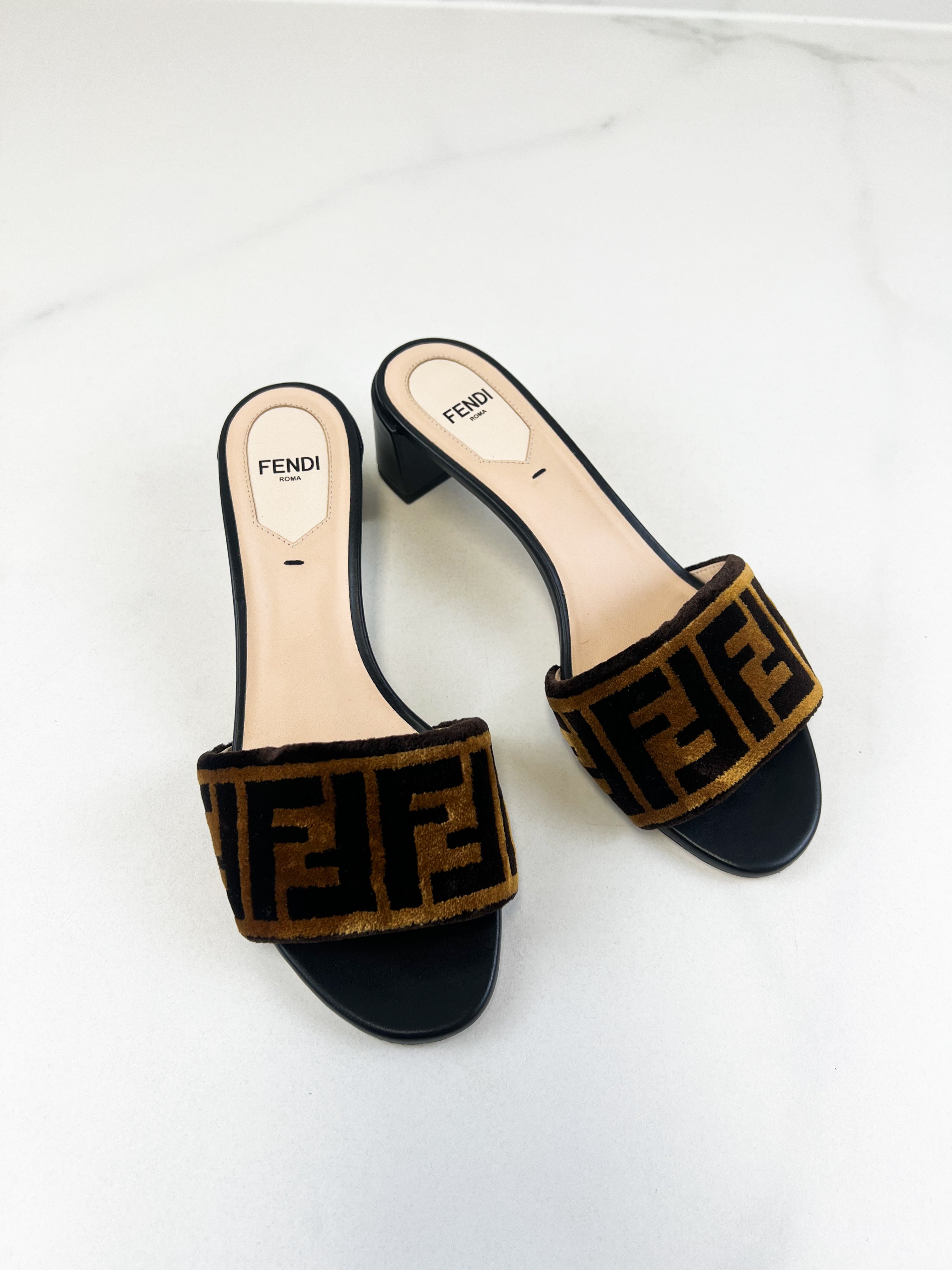 Fendi Zucca Velvet Sandal Size 36