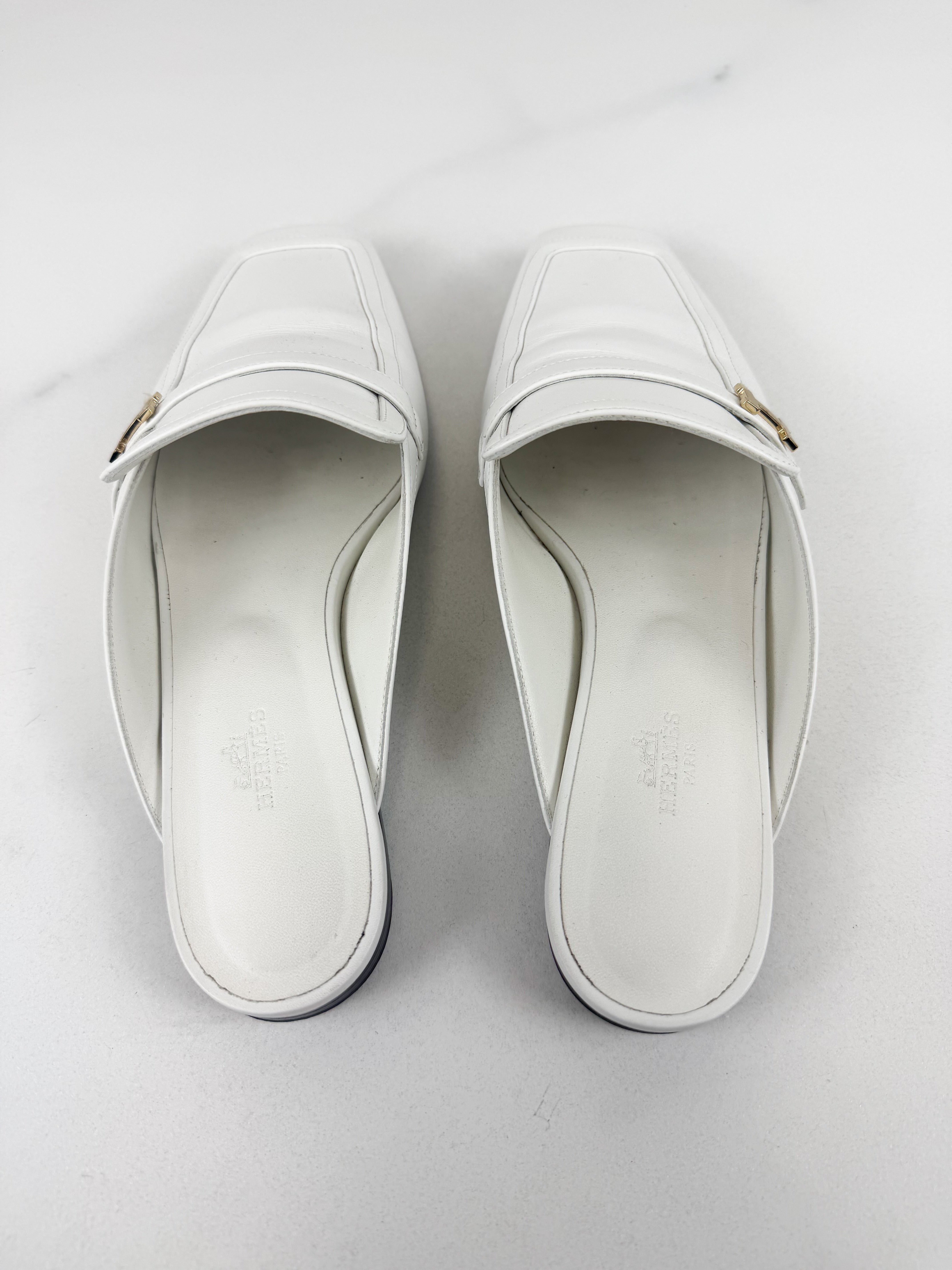 Hermes Groupie Mule Blanc Size 40