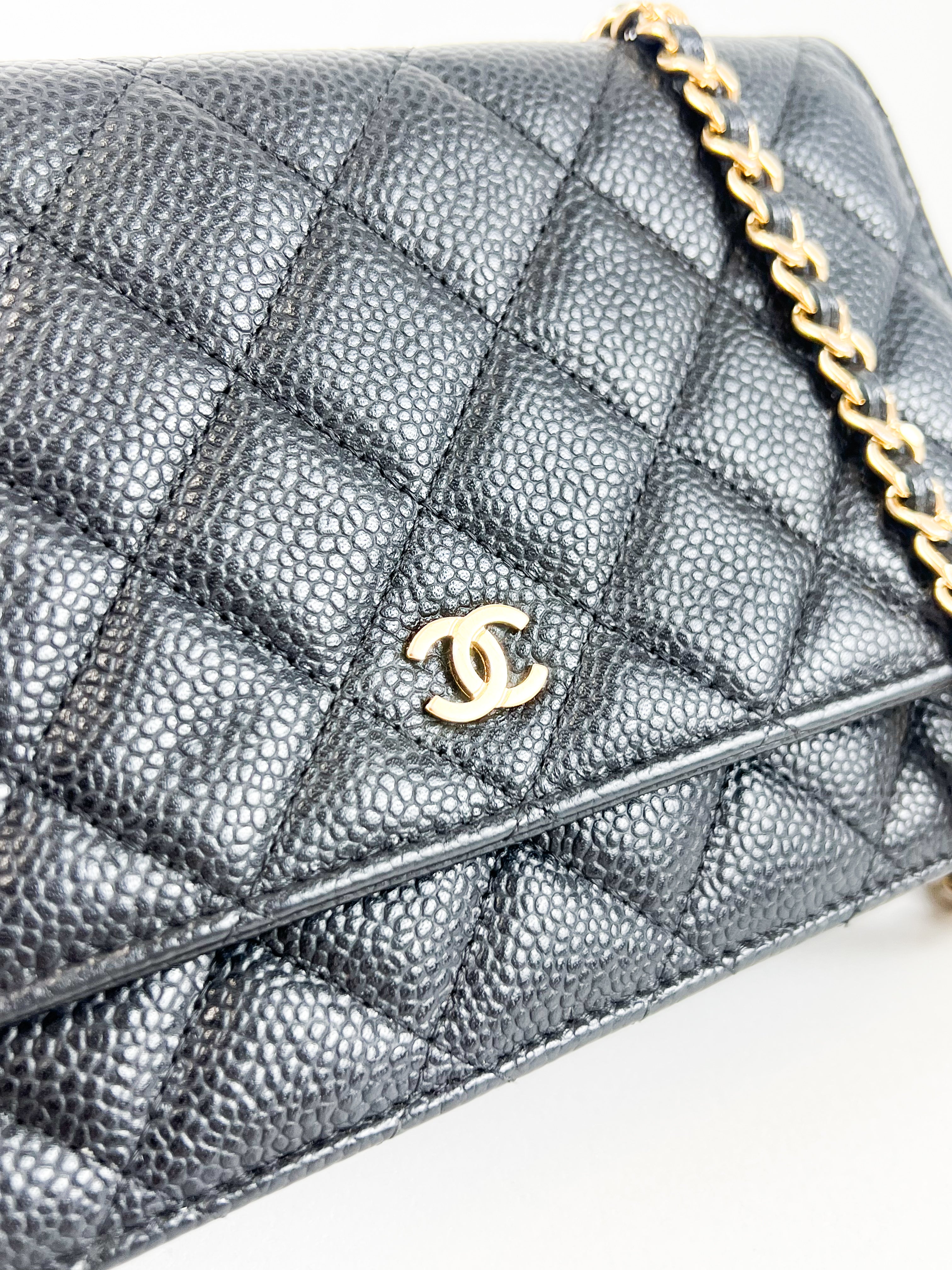 Chanel Black Classic Caviar CC WOC with GHW