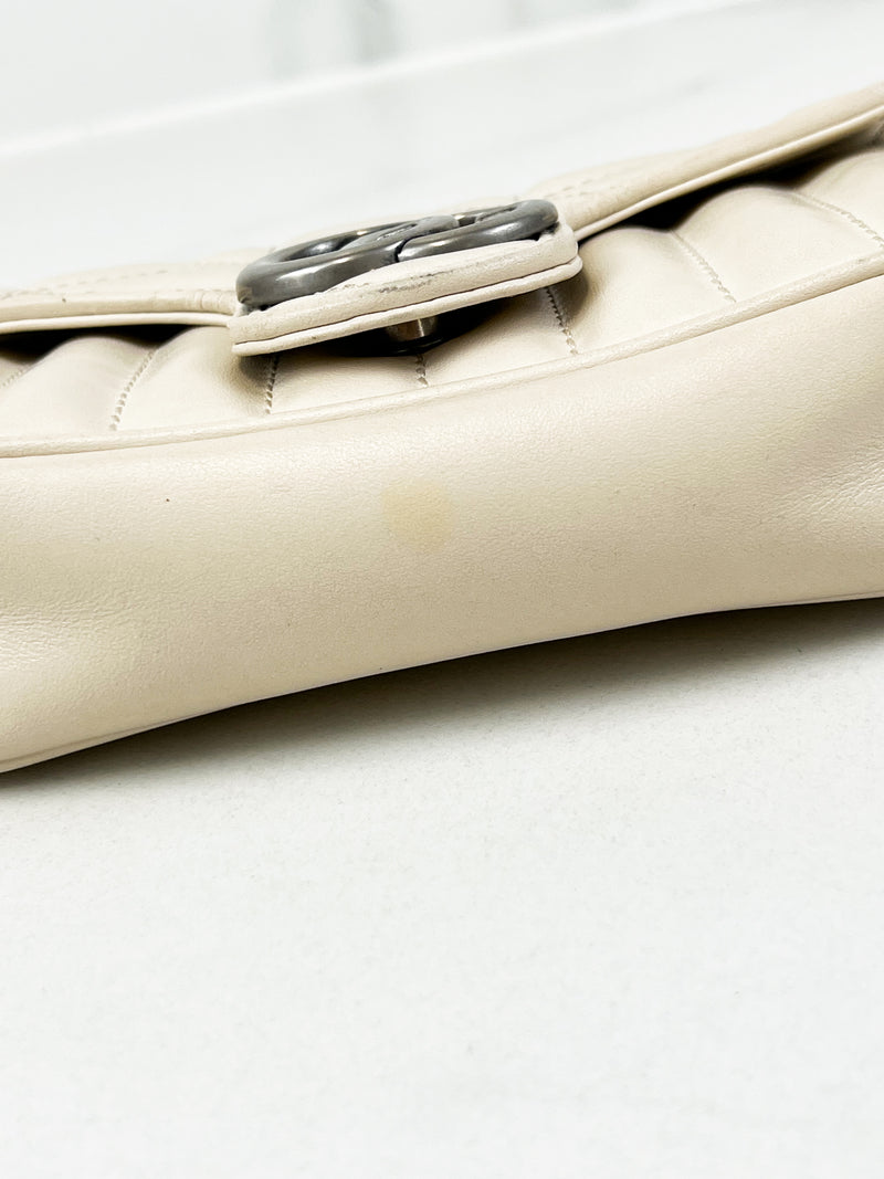 Gucci White GG Marmont Matelasse Super Mini Bag