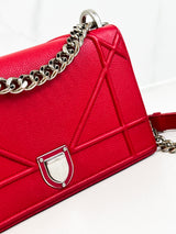 Christian Dior Red Small Diorama Shoulder Bag SHW