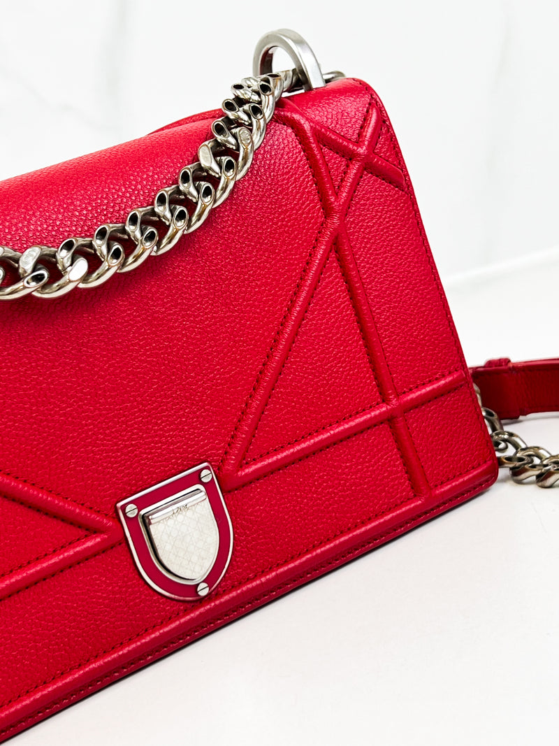 Christian Dior Red Small Diorama Shoulder Bag SHW