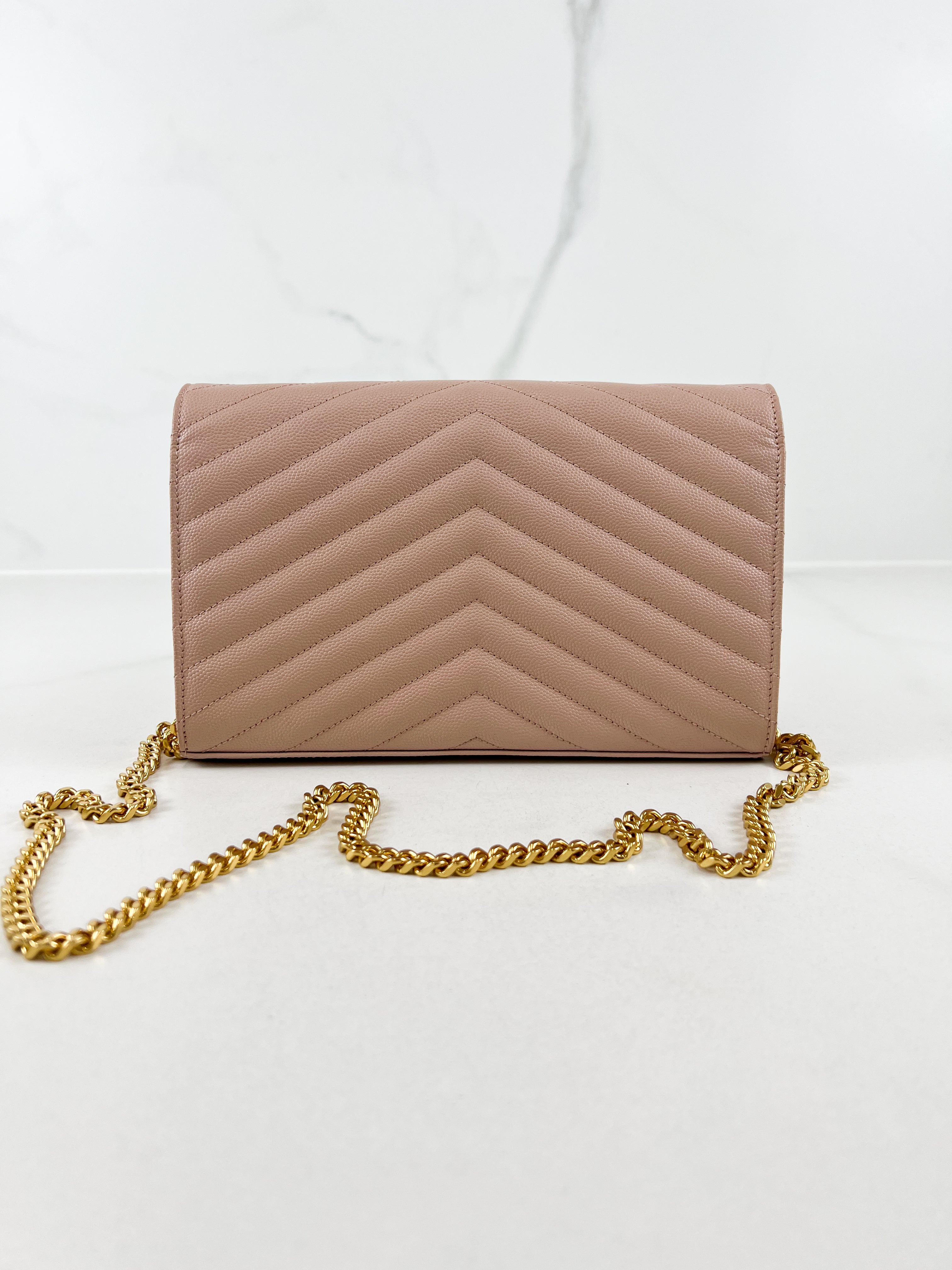 Saint Laurent Cassandre Envelope Pink WOC with GHW