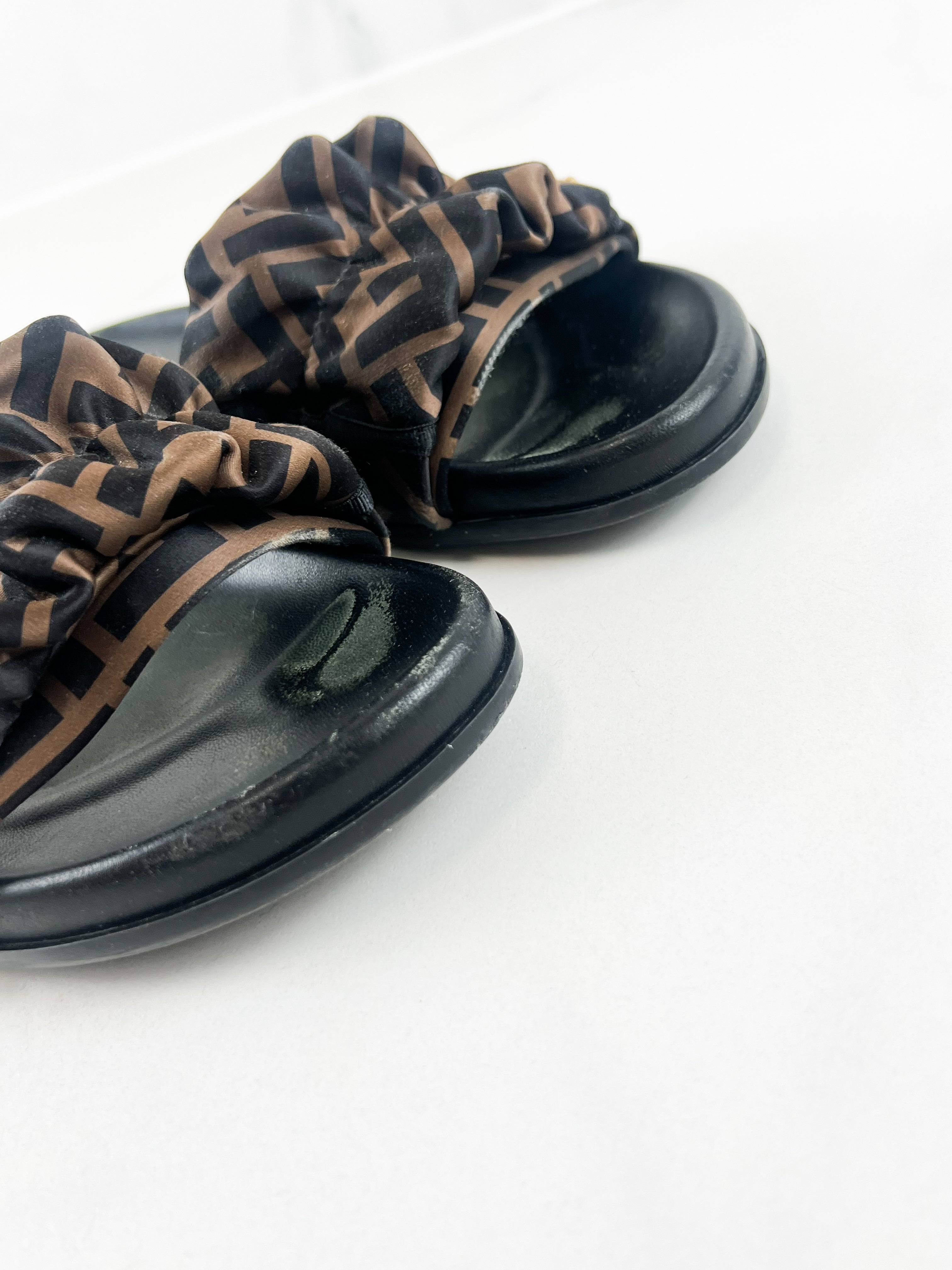 Fendi FF Satin Slides Size 39