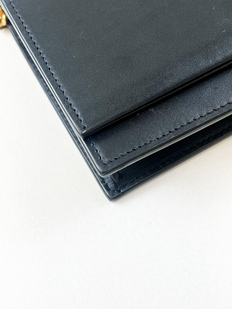 Saint Laurent Black Calfskin Monogram Kate Tassel Chain Wallet GHW