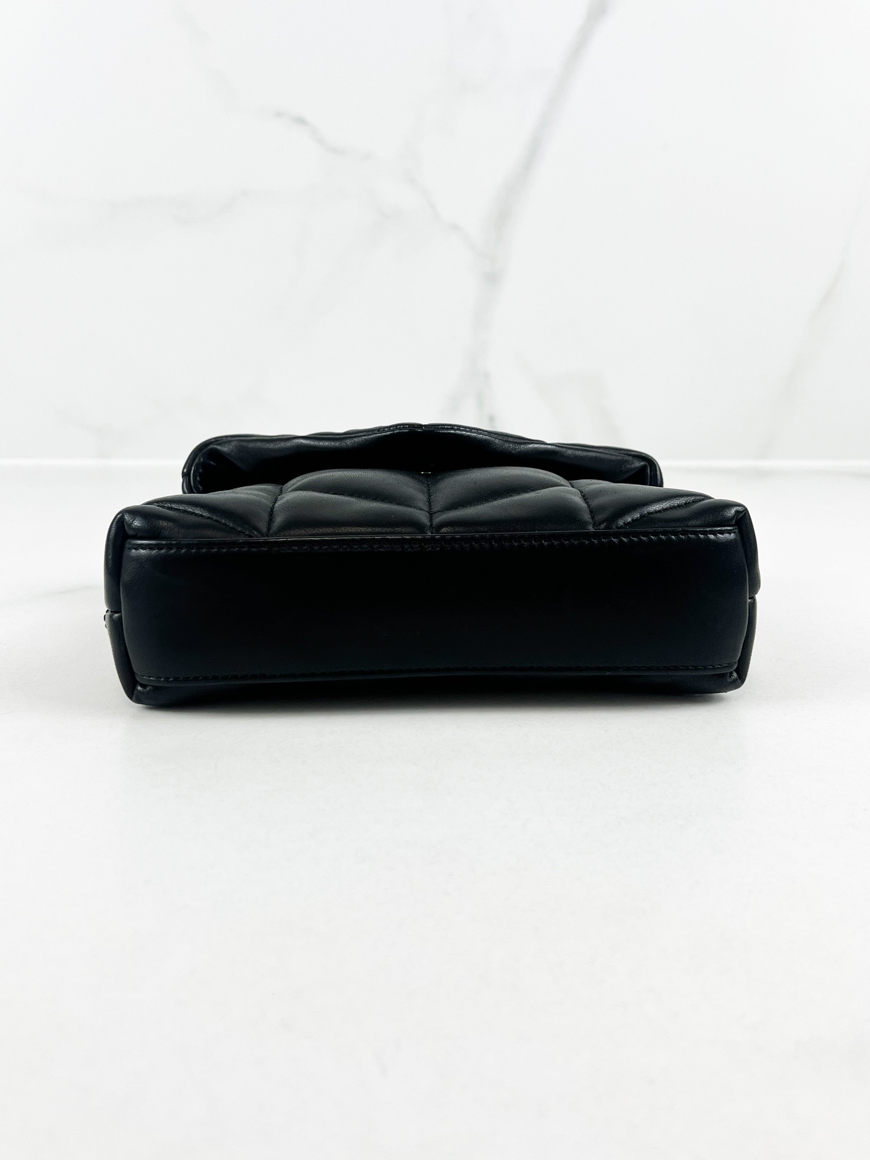 Saint Laurent Loulou Puffer Pouch in Black Lambskin